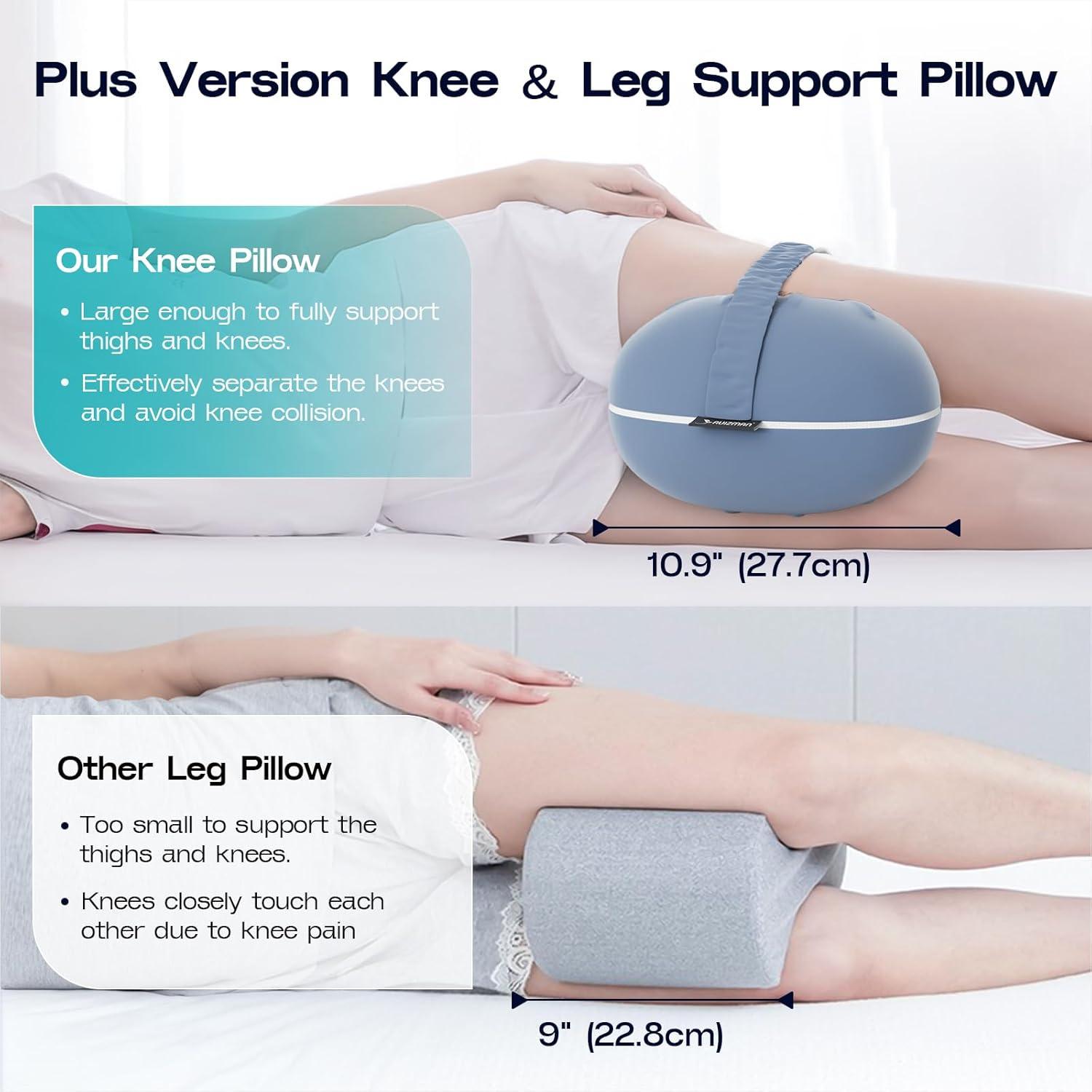 Knee Pillow for Side Sleepers - Cooling Pillows Between Legs for Side Sleeping - Large Memory Foam Knee Pillows for Hip Pain & Spine Alignment (Misty Blue)