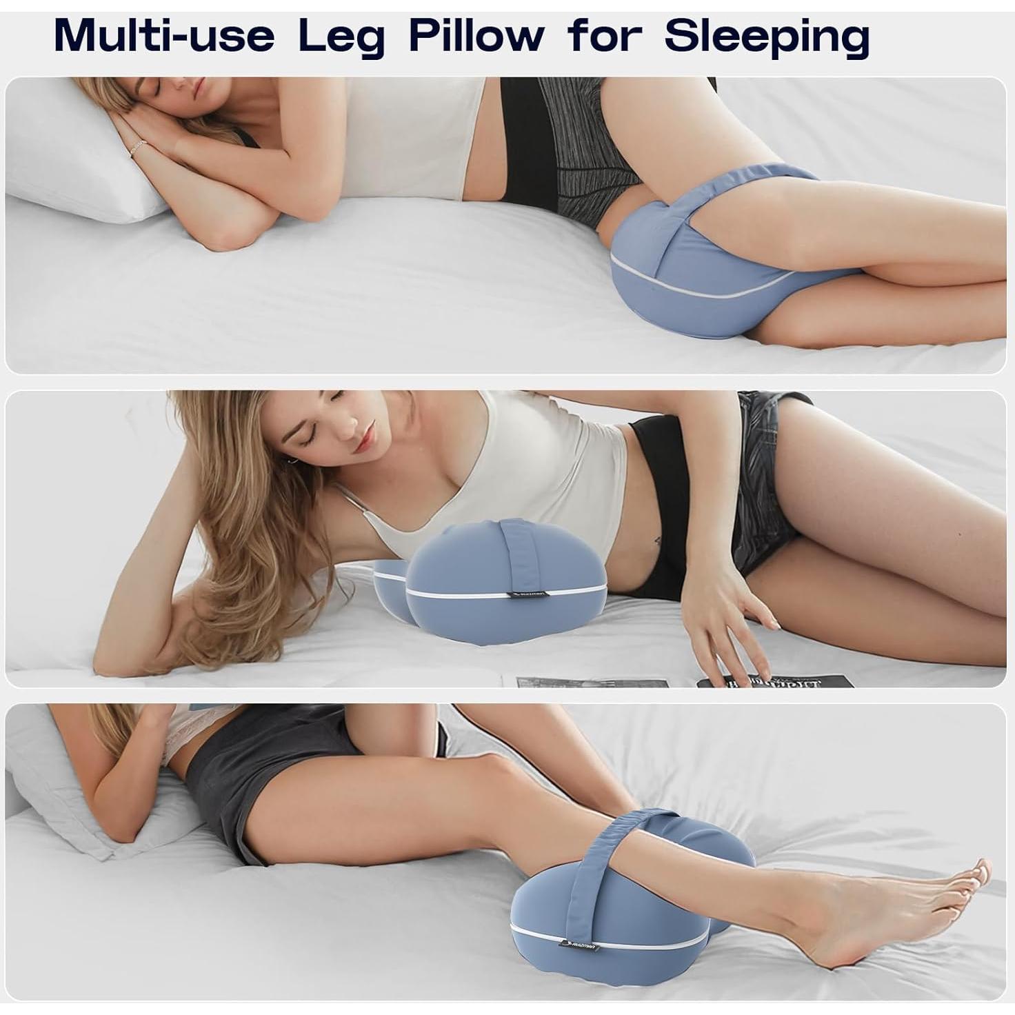 Knee Pillow for Side Sleepers - Cooling Pillows Between Legs for Side Sleeping - Large Memory Foam Knee Pillows for Hip Pain & Spine Alignment (Misty Blue)