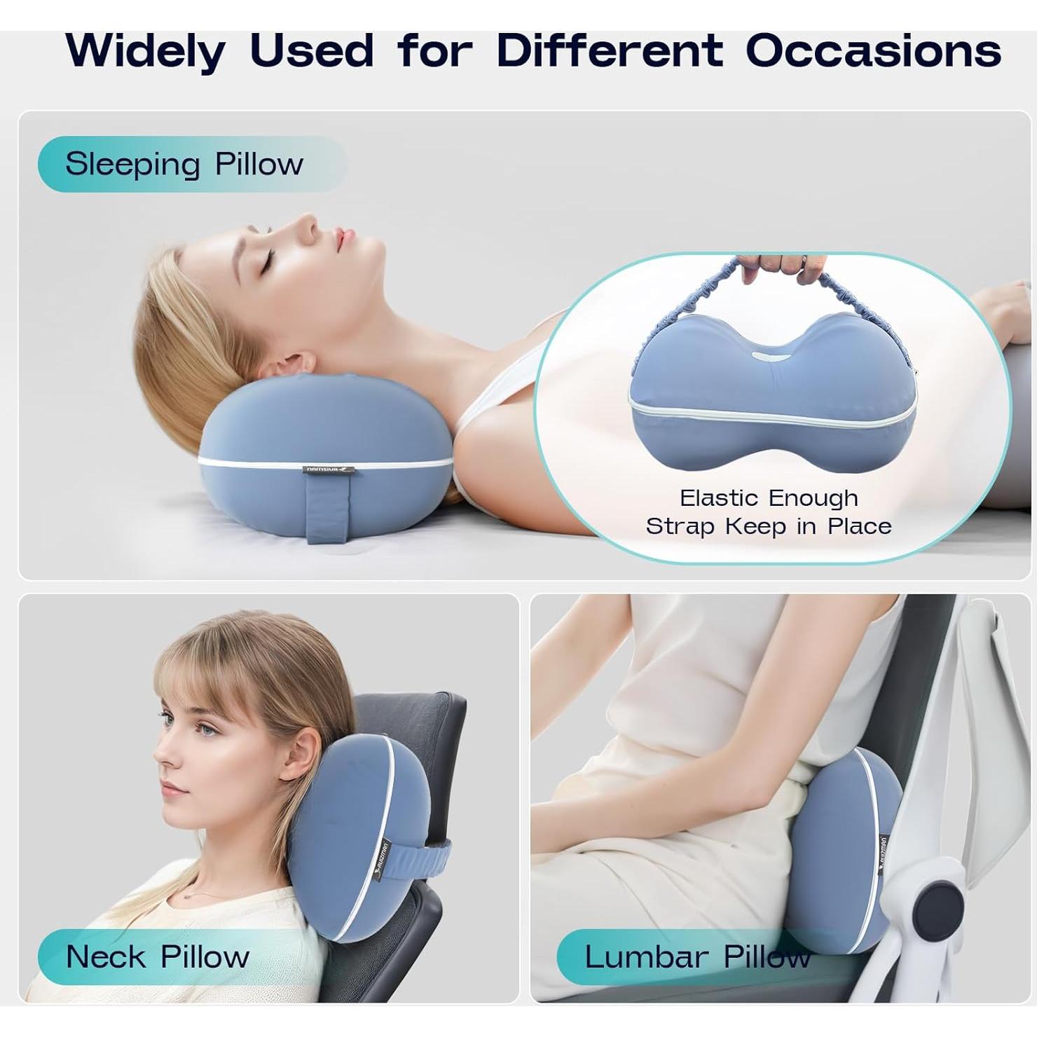 Knee Pillow for Side Sleepers - Cooling Pillows Between Legs for Side Sleeping - Large Memory Foam Knee Pillows for Hip Pain & Spine Alignment (Misty Blue)