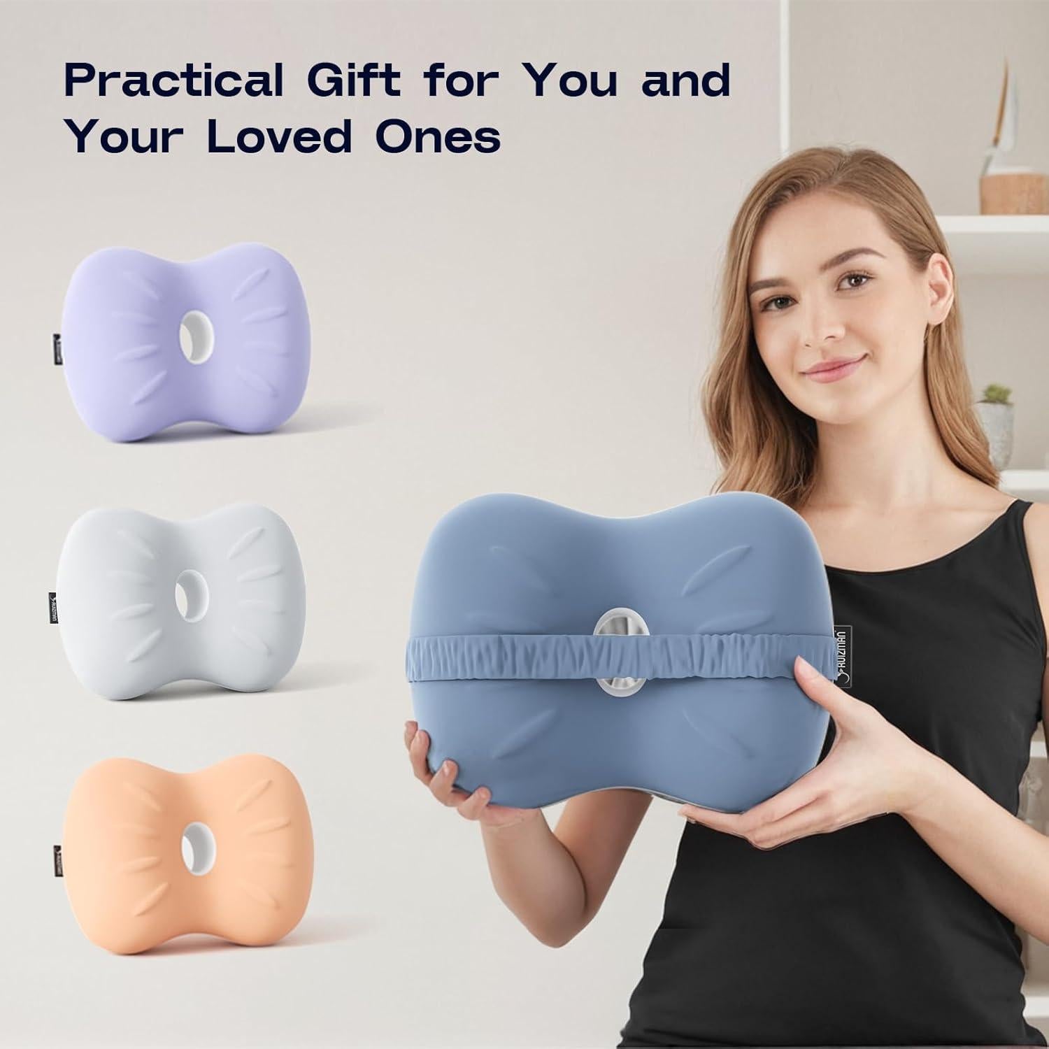 Knee Pillow for Side Sleepers - Cooling Pillows Between Legs for Side Sleeping - Large Memory Foam Knee Pillows for Hip Pain & Spine Alignment (Misty Blue)