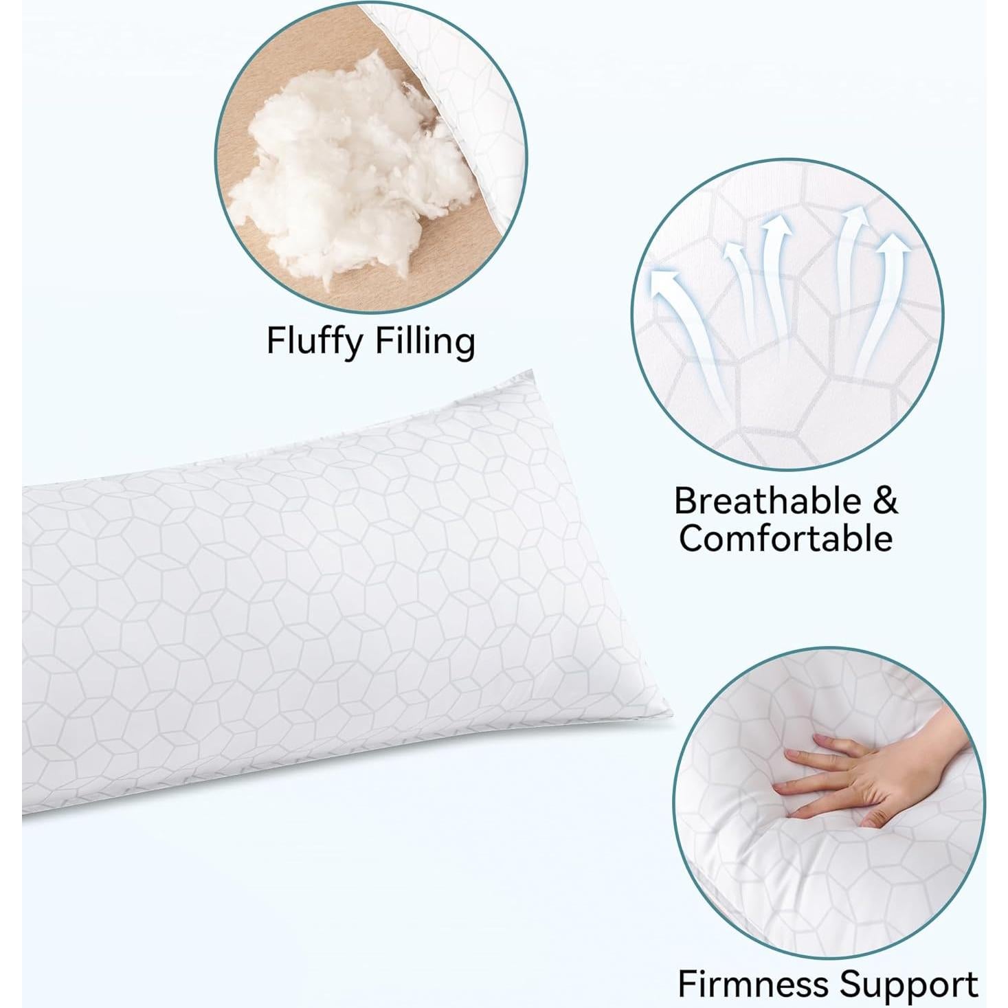 Oubonun 20x54 Full White Body Pillow for Adults, Big Long Bed Pillow for Sleeping, Premium Firm Body Support Pillows for Side Sleepers