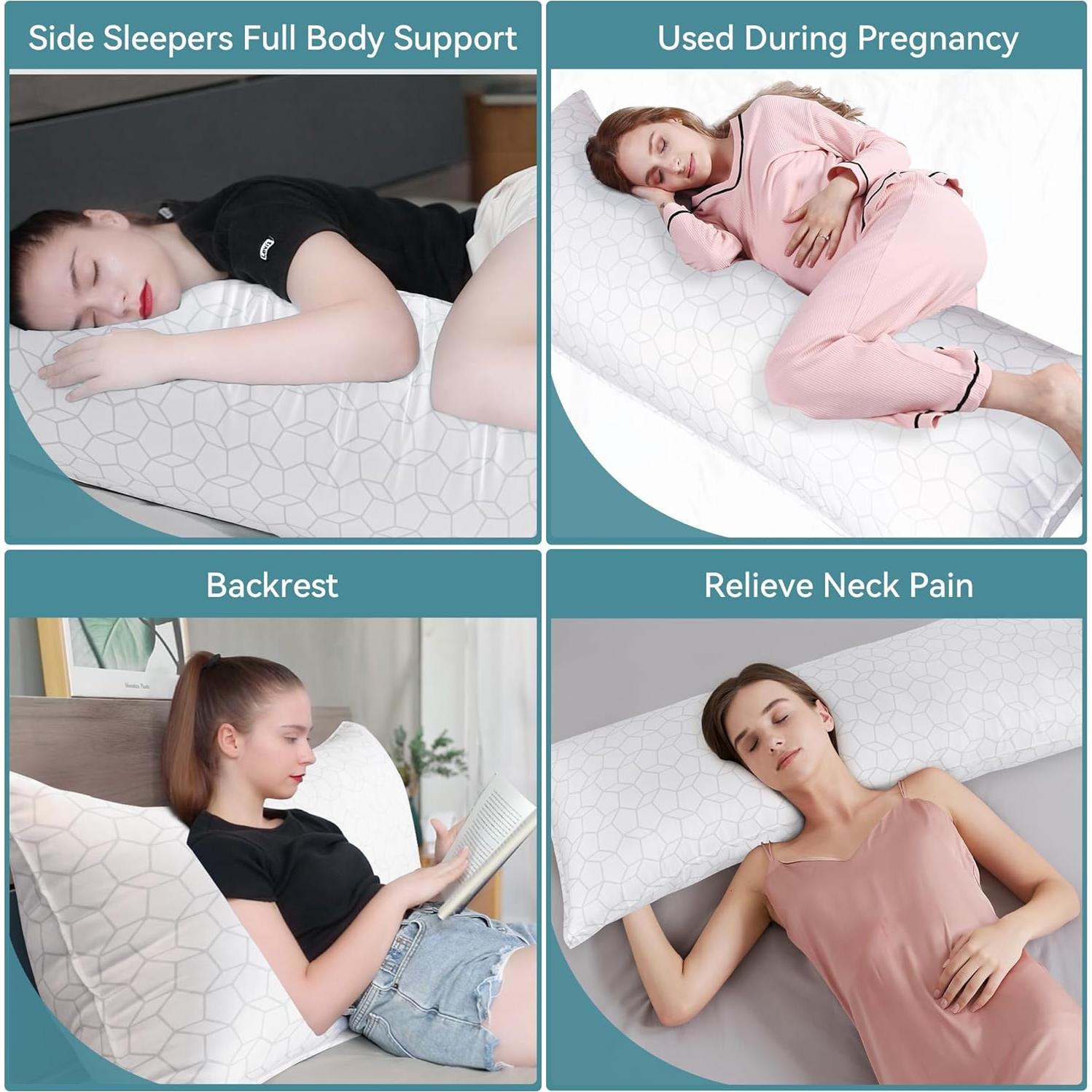 Oubonun 20x54 Full White Body Pillow for Adults, Big Long Bed Pillow for Sleeping, Premium Firm Body Support Pillows for Side Sleepers