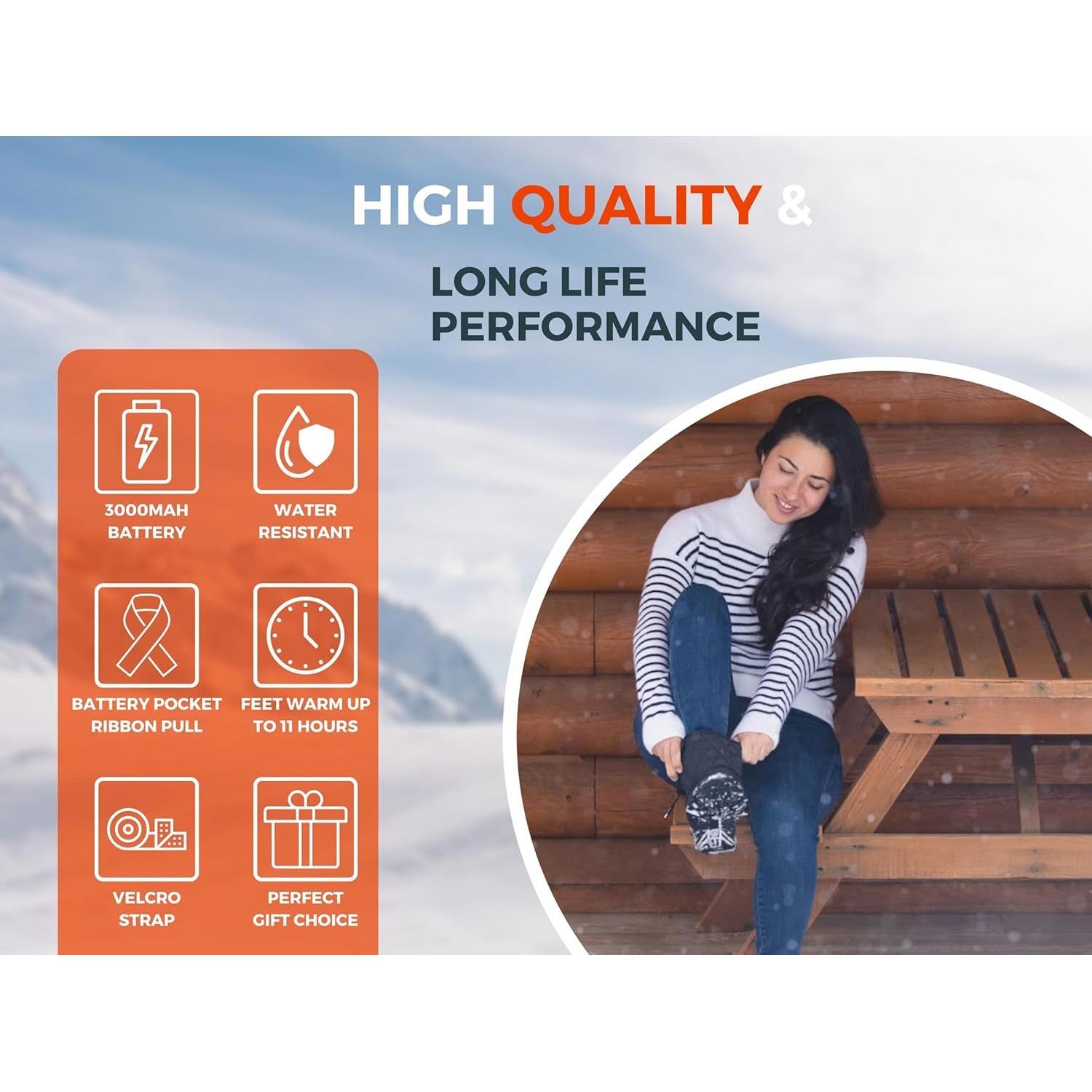 Heated Slipper Boot for Men and Women – Upgraded 2024 Edition Rechargeable Foot Wear with 3 Temperature Settings Keep Feet Warm up to 11 Hours Unisex