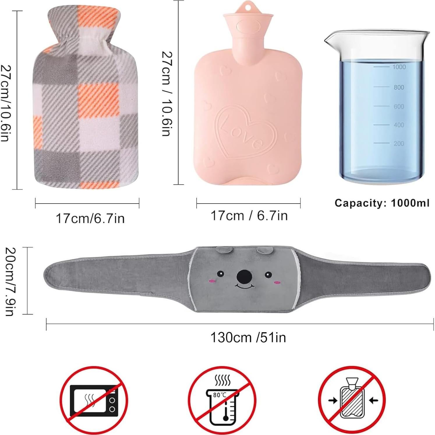 Bolsa de Agua Caliente Toxin 1L con Funda Suave Rosa