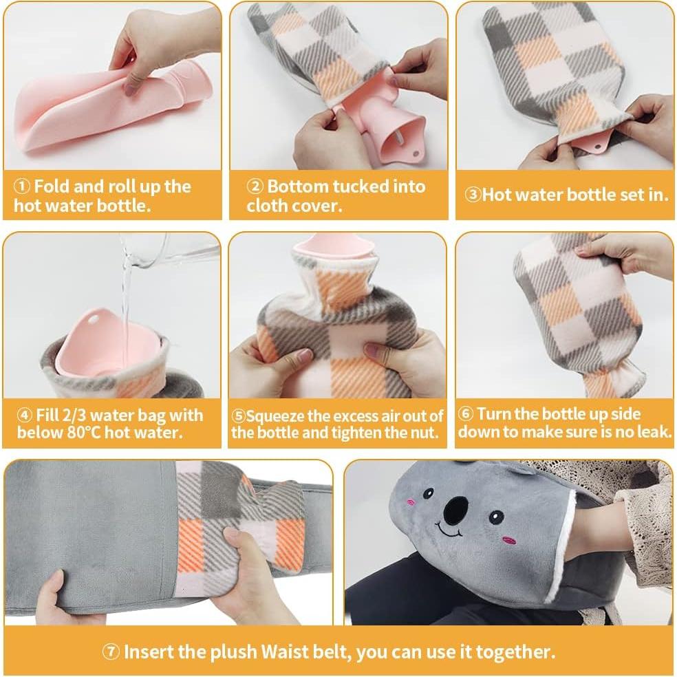 Bolsa de Agua Caliente Toxin 1L con Funda Suave Rosa