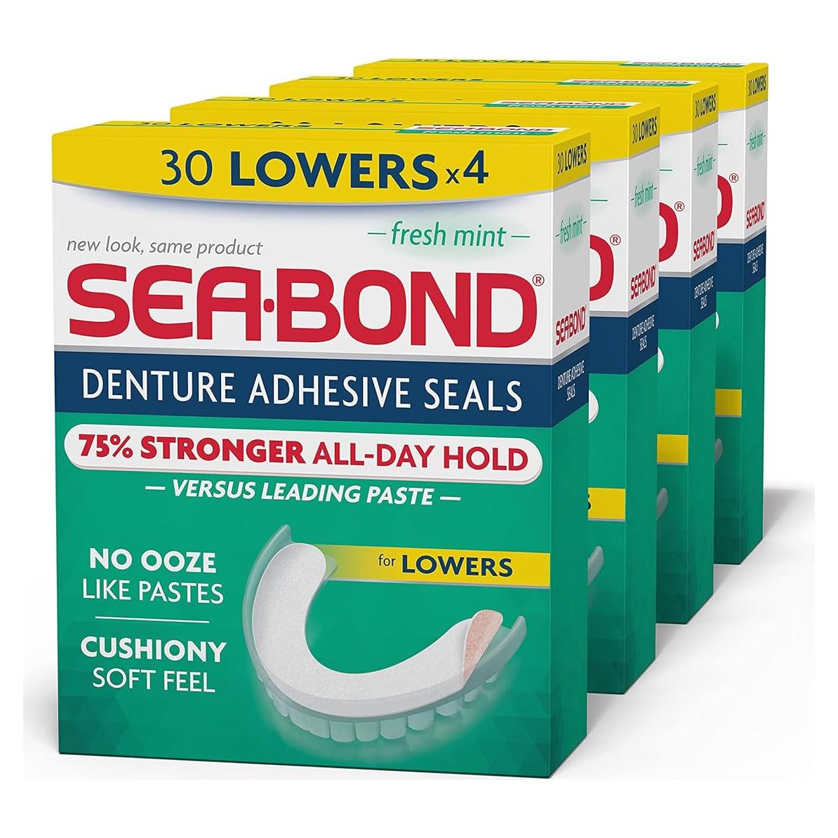 Sellos Adhesivos Sea-Bond para Dentaduras Inferiores 30 Pzas
