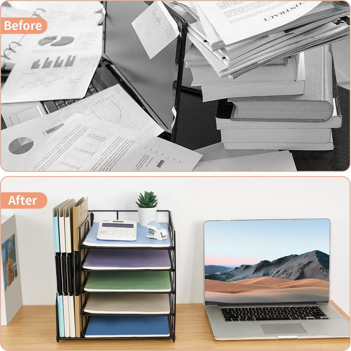 Organizador de Escritorio LEKETREE 5 Bandejas Metal Negro