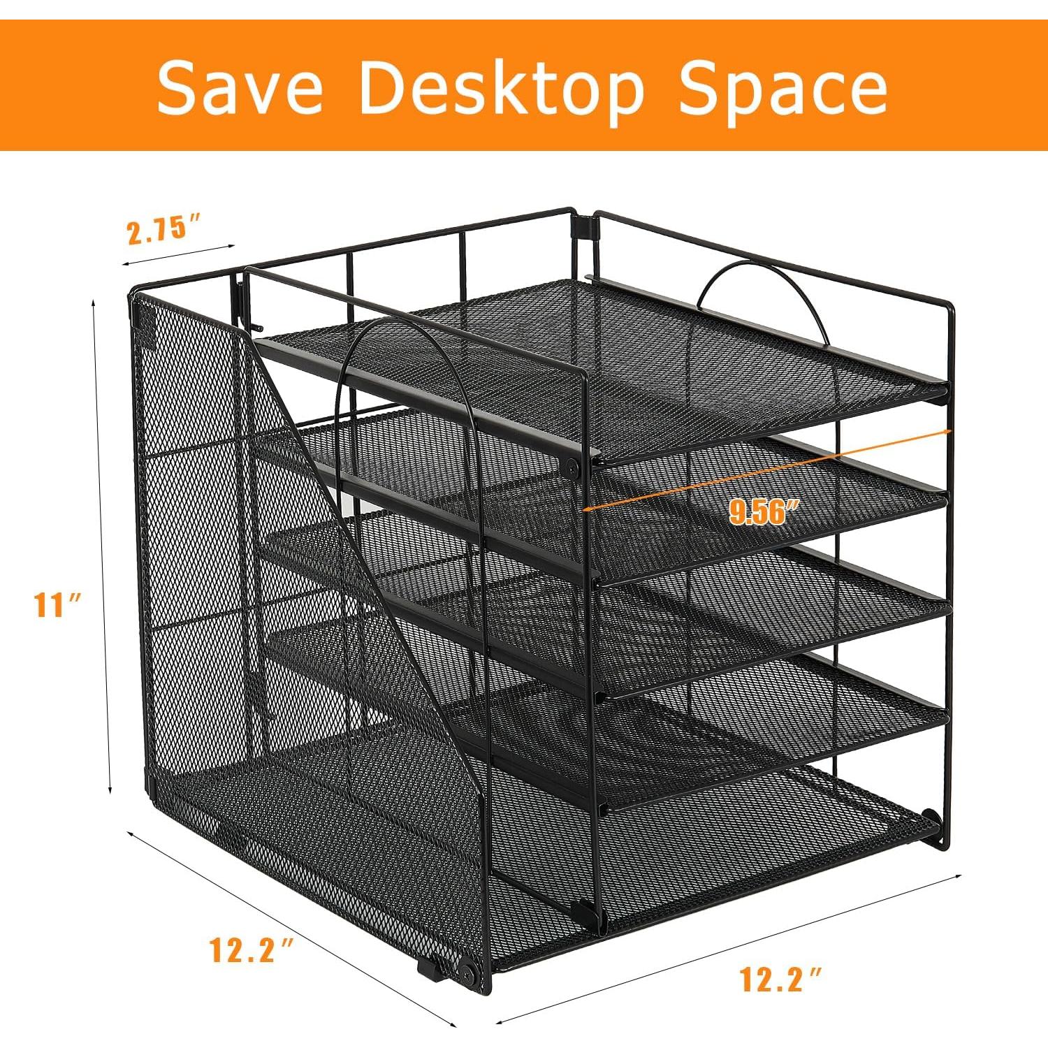 Organizador de Escritorio LEKETREE 5 Bandejas Metal Negro