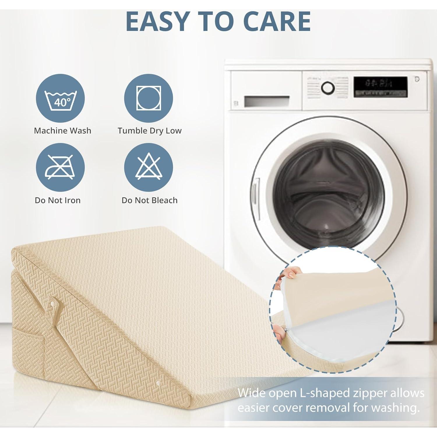 Sasttie Wedge Pillow Set for After Surgery, Adjustable Bed Wedge Pillow Headboard with Orthopedic Memory Foam Neck Cushion – for Acid Reflux, Sleeping, Neck & Back Support, Beige