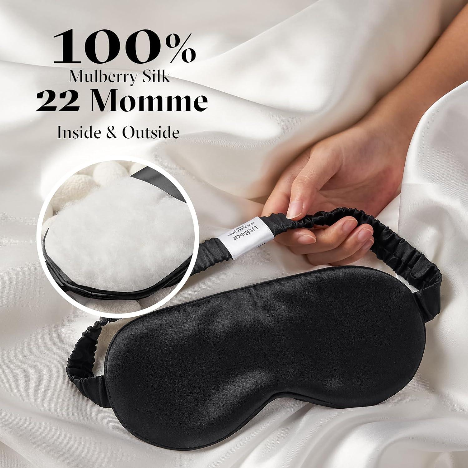 Mascarilla de Sueño de Seda Pura LitBear - Bloqueo de Luz