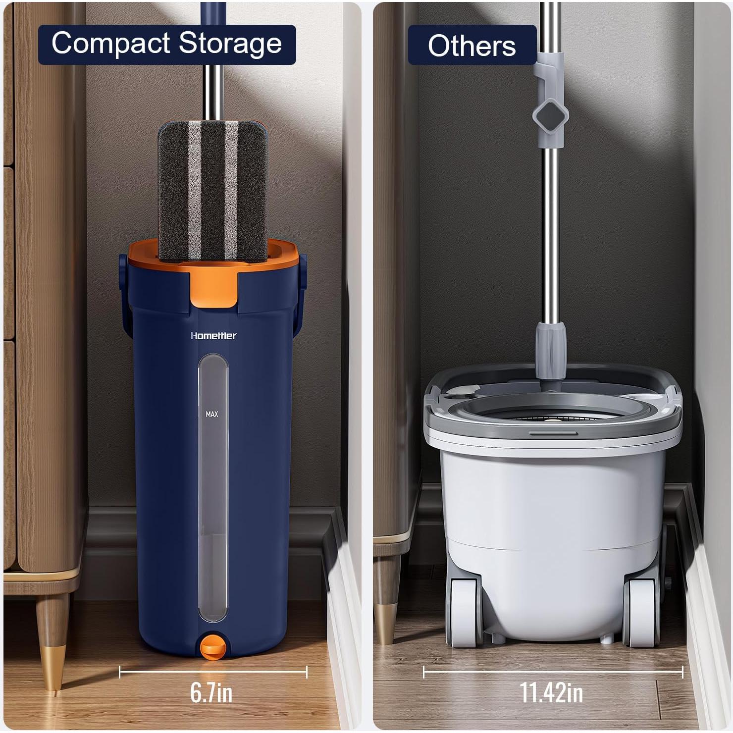 Juego de trapeador y cubo HoMettler con 4 almohadillas de microfibra