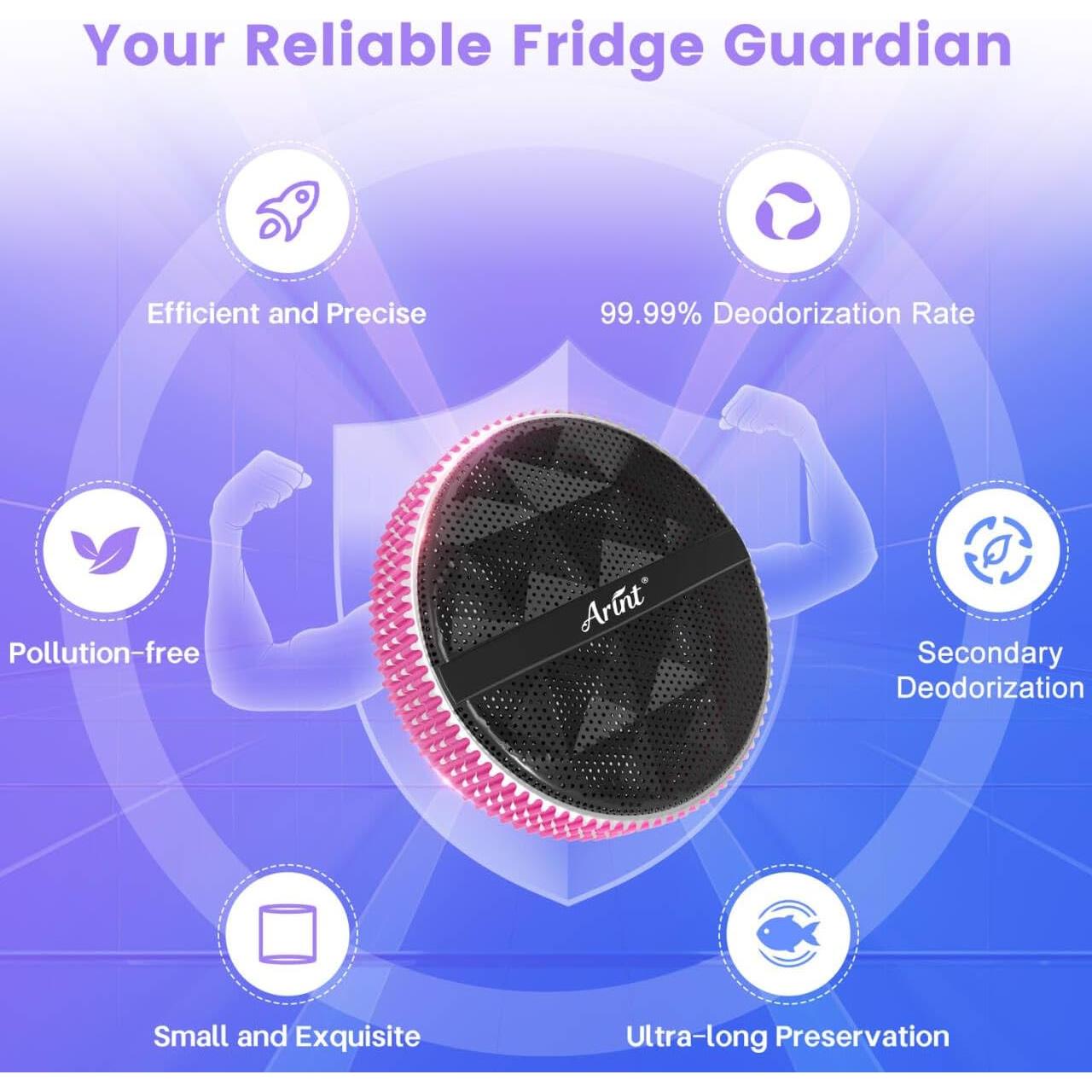 Refrigerator Deodorizer, 20-Minute Efficient Fridge Deodorizer Odor Eliminator, 24x Extended Freshness, More Effective Than Baking Soda and Charcoal, Orchid