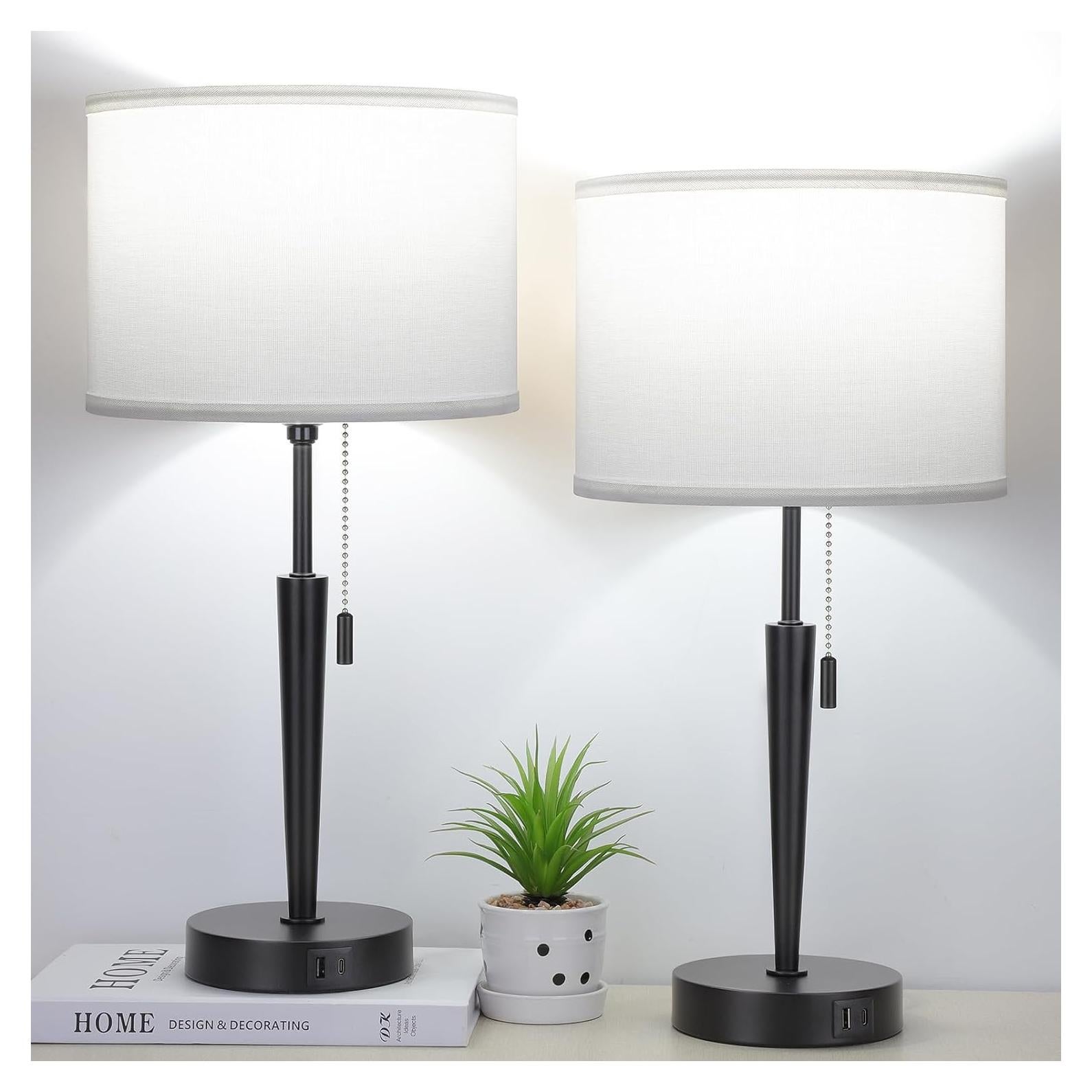 Juego de 2 Lámparas de Mesa GGOYING con Carga USB y LED 5000K