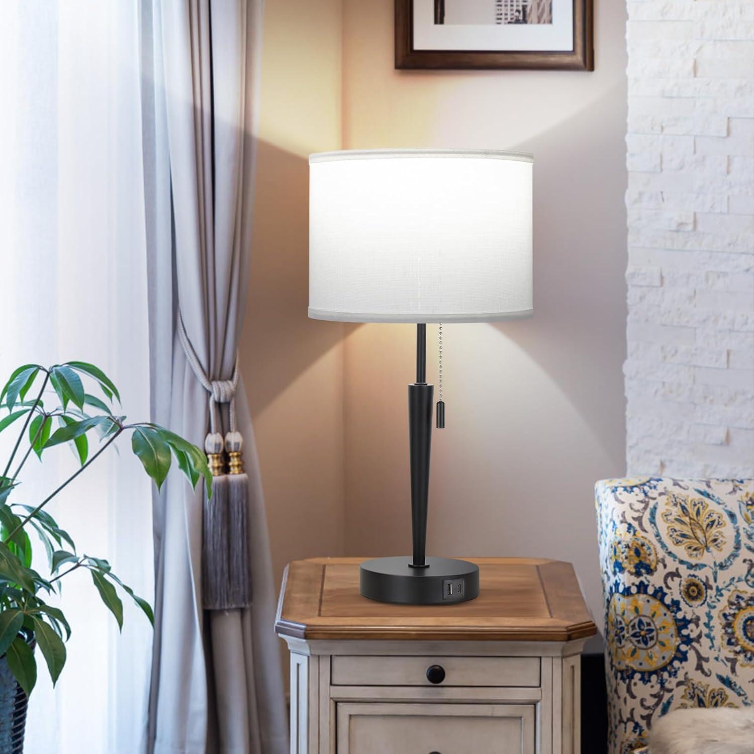 Juego de 2 Lámparas de Mesa GGOYING con Carga USB y LED 5000K