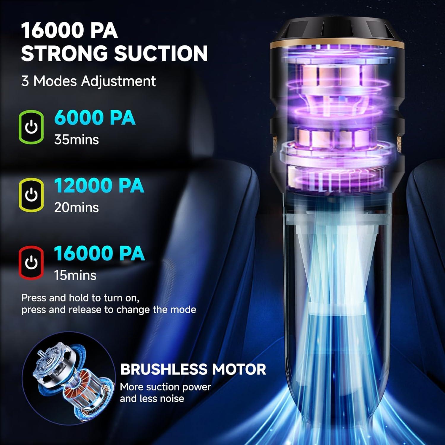 Aspiradora de Mano Inalámbrica Piwosa HL-121 16000PA Negra