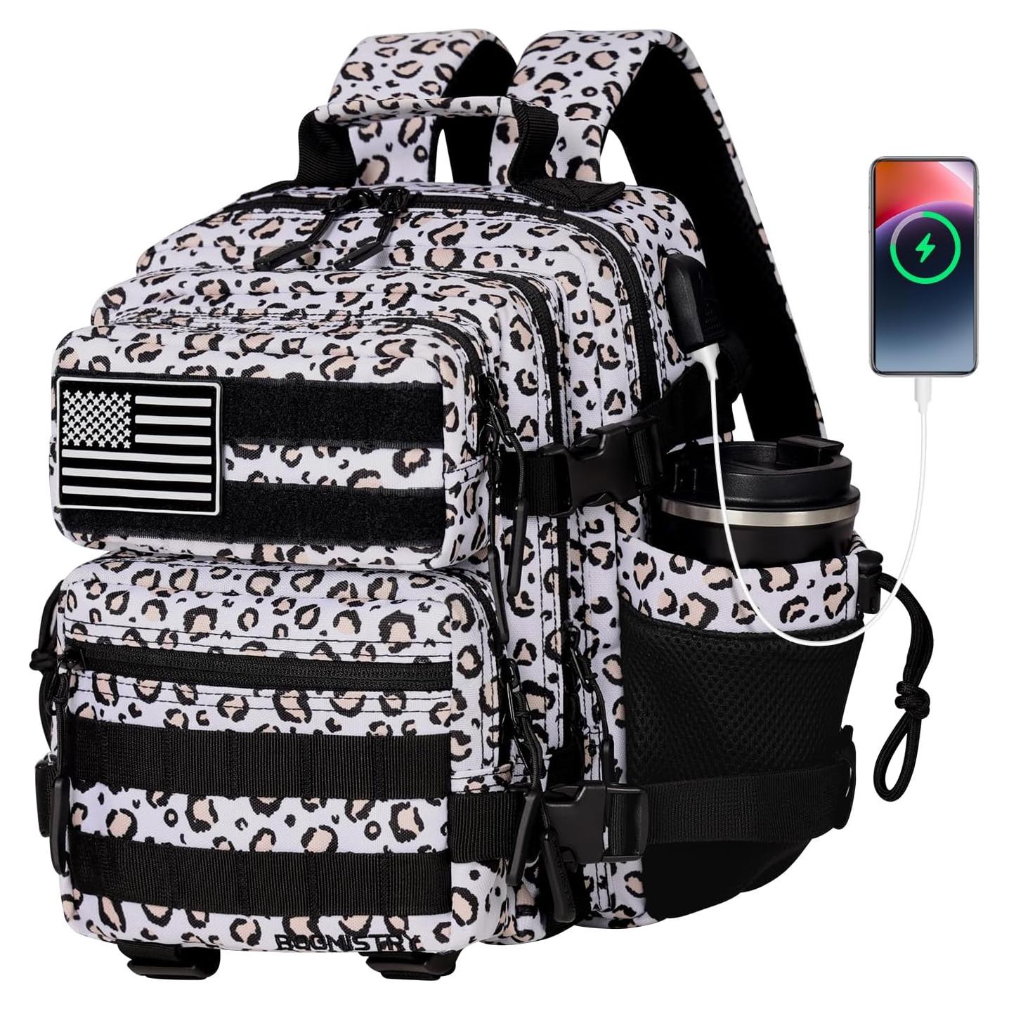 Mochila Táctica Boomistry 15L Ergonómica Leopardo Blanco