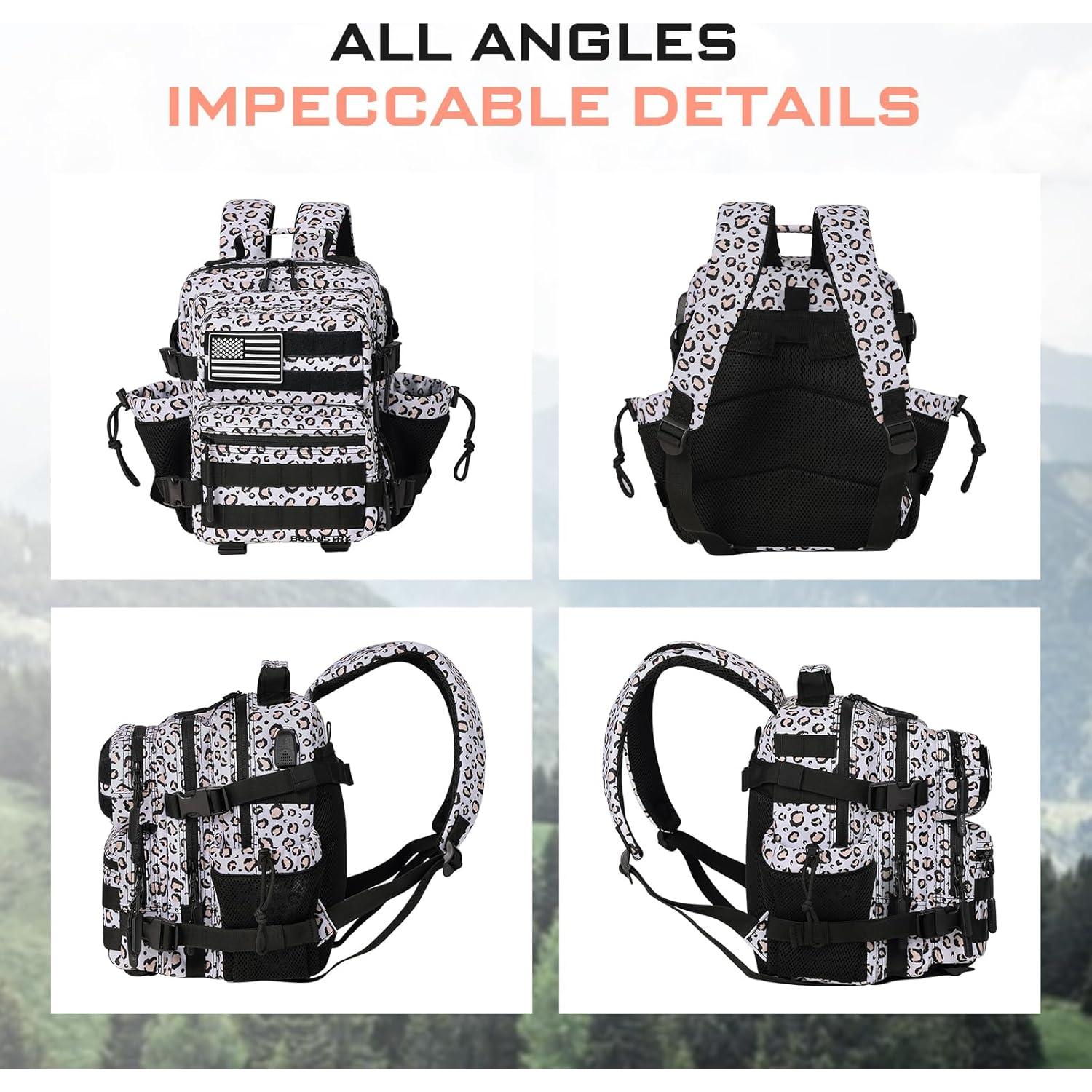 Mochila Táctica Boomistry 15L Ergonómica Leopardo Blanco