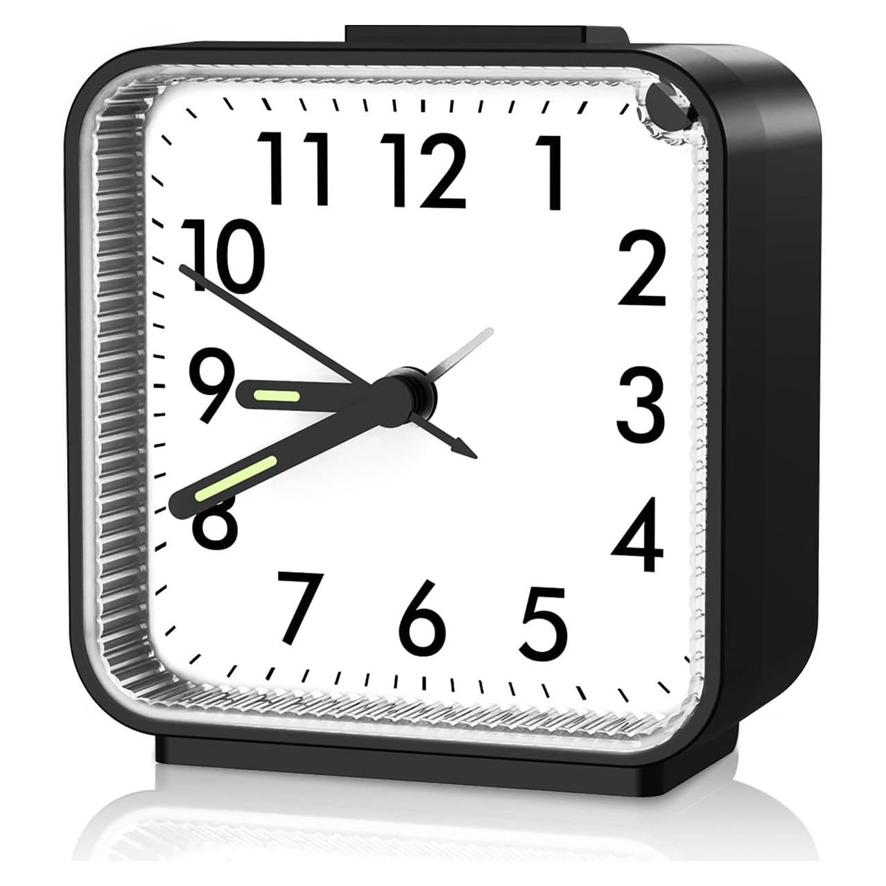 Reloj de Alarma Analógico AMIR Compacto Silencioso Negro