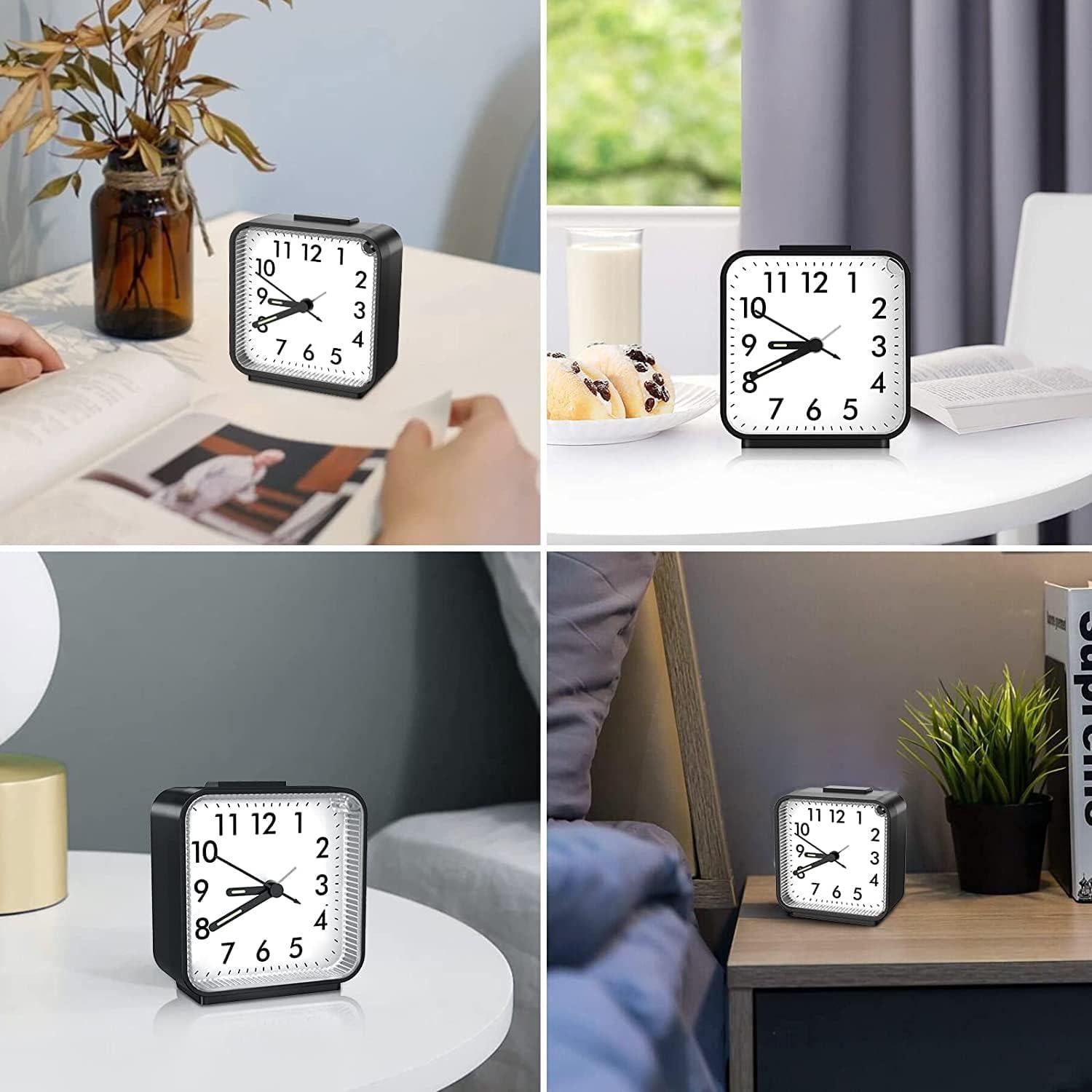 Reloj de Alarma Analógico AMIR Compacto Silencioso Negro