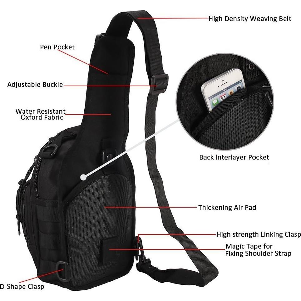 Bolsa de Hombro Táctica Novemkada Sling 1000D Negra