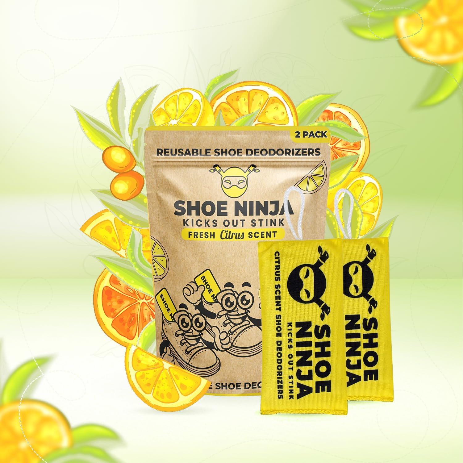 Shoe Ninja Shoe Deodorizer - Shoe Odor Elimination with Activated Charcoal, Versatile and Reusable Shoe Smell Remover, Boxing Glove Deodorizer, and Shoe Freshener, Great for Sports - 1 Pack Count of 2