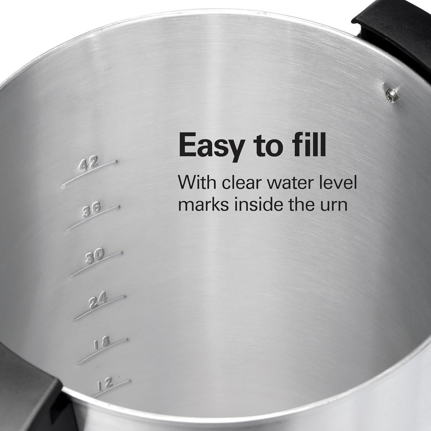 Cafetera Hamilton Beach 45 Tazas Dispensador Plata