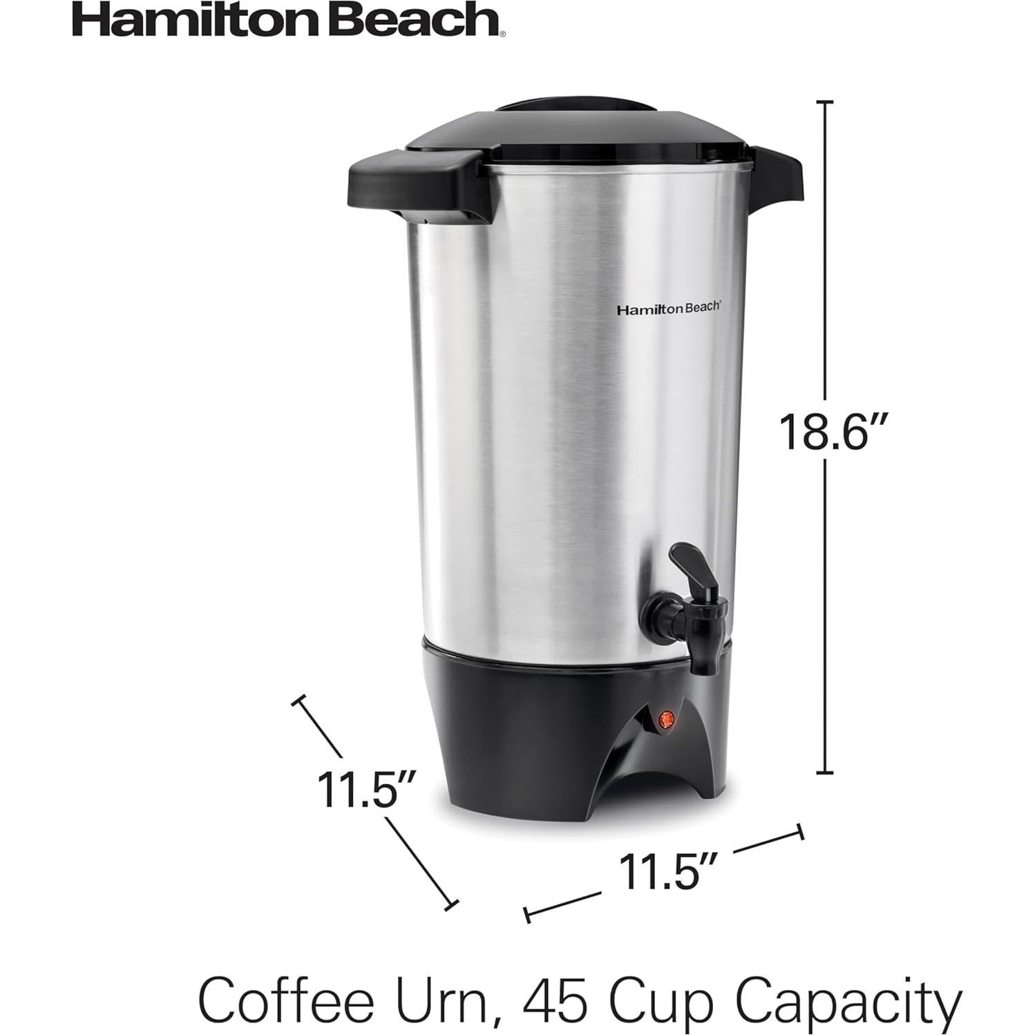 Cafetera Hamilton Beach 45 Tazas Dispensador Plata