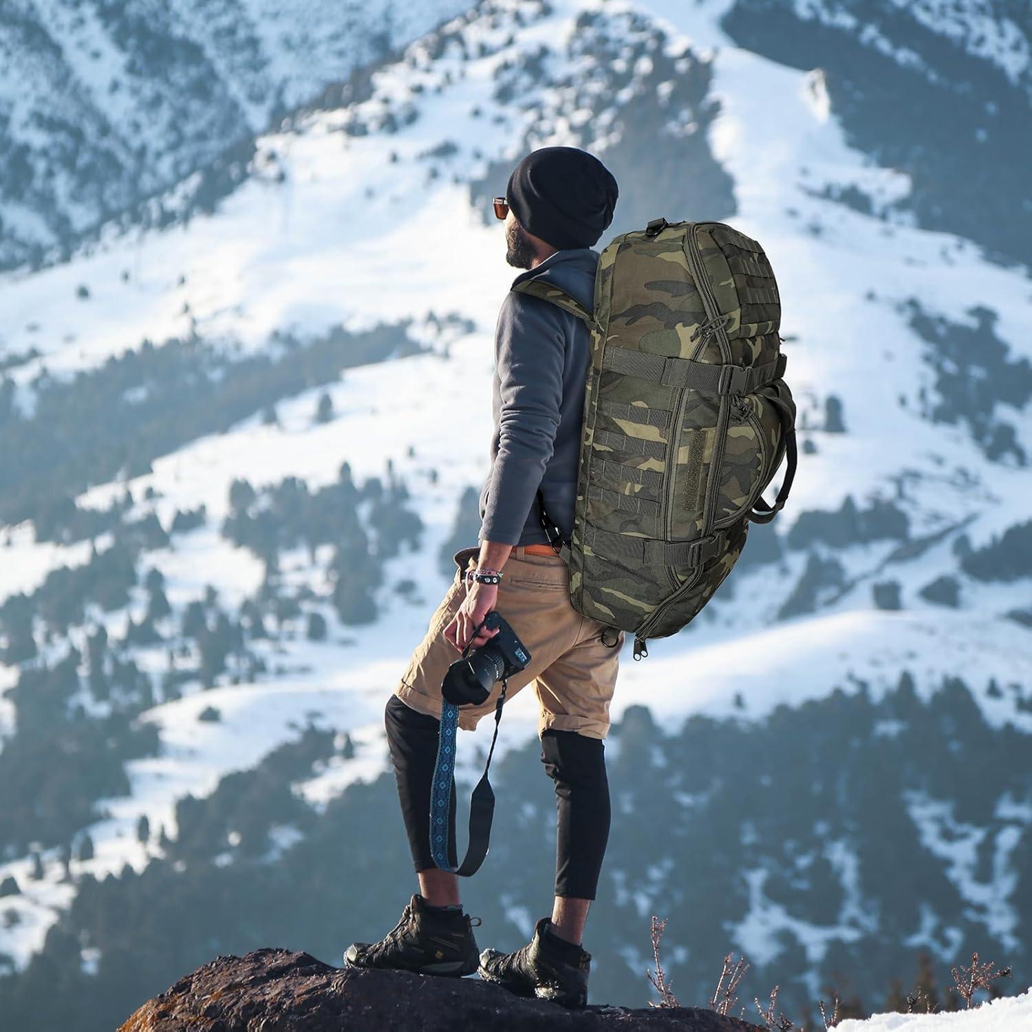 Bolsa Duffle Grande 65L Táctica 3-en-1 MOLLE Woodland