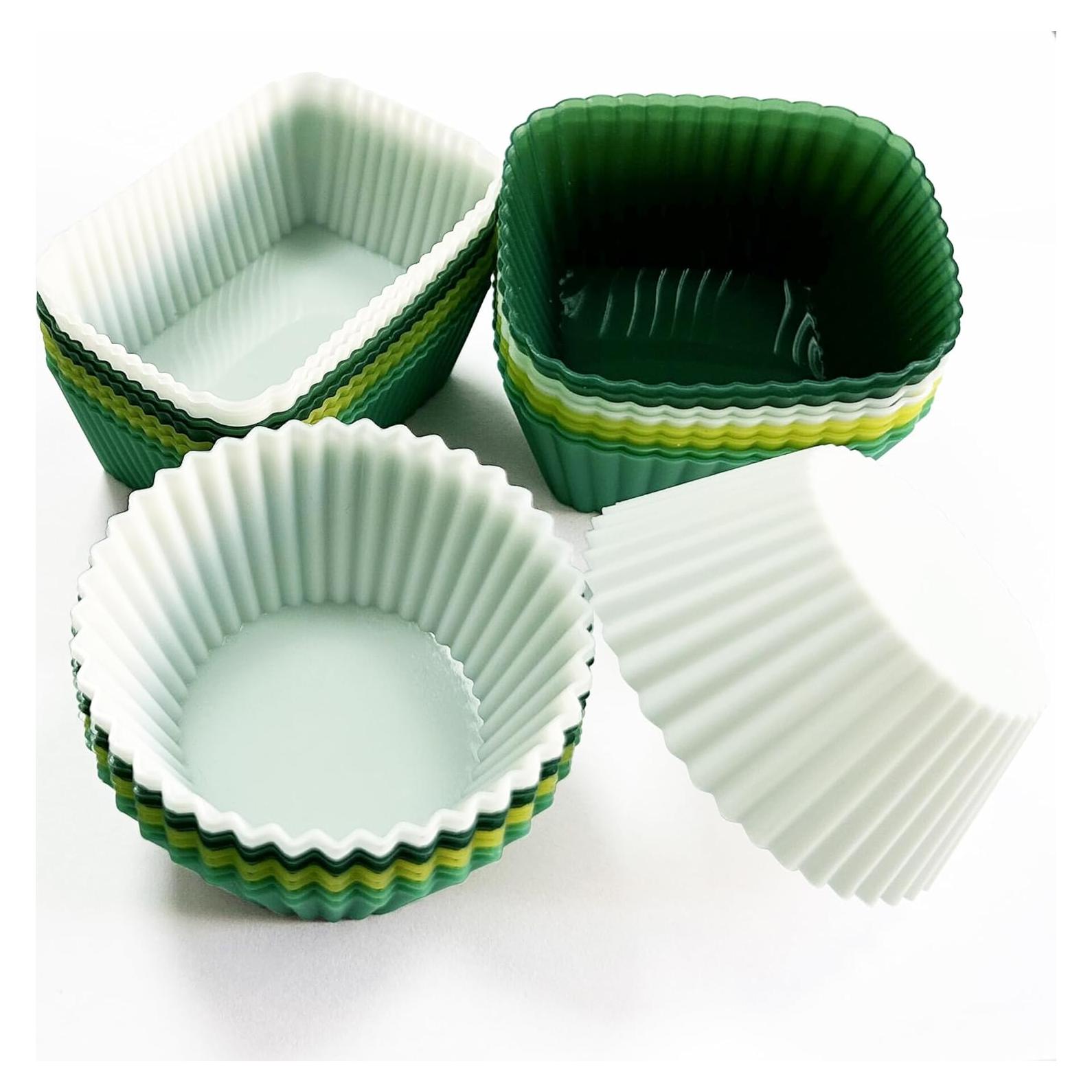 Tazas de Silicona Reutilizables IELEK para Muffins 12 Piezas