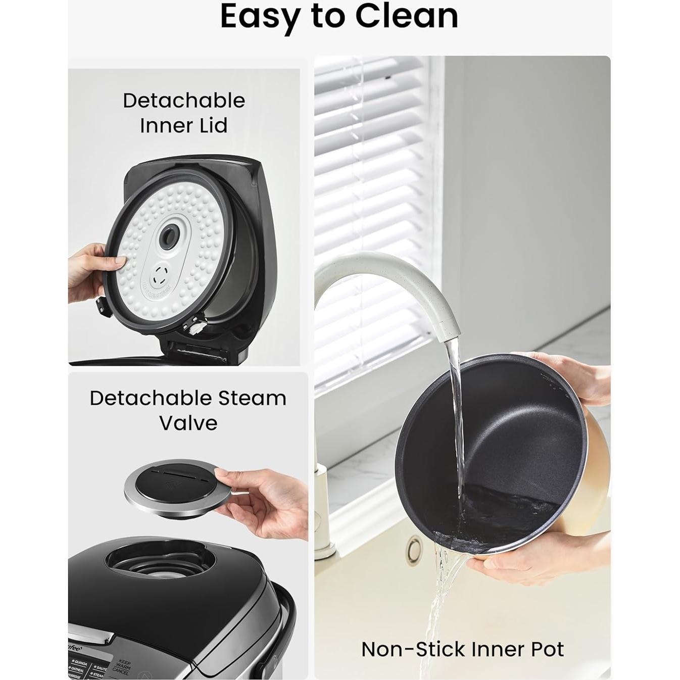 Olla Arrocera COMFEE' 6 Tazas Negra con Tecnología Difusa