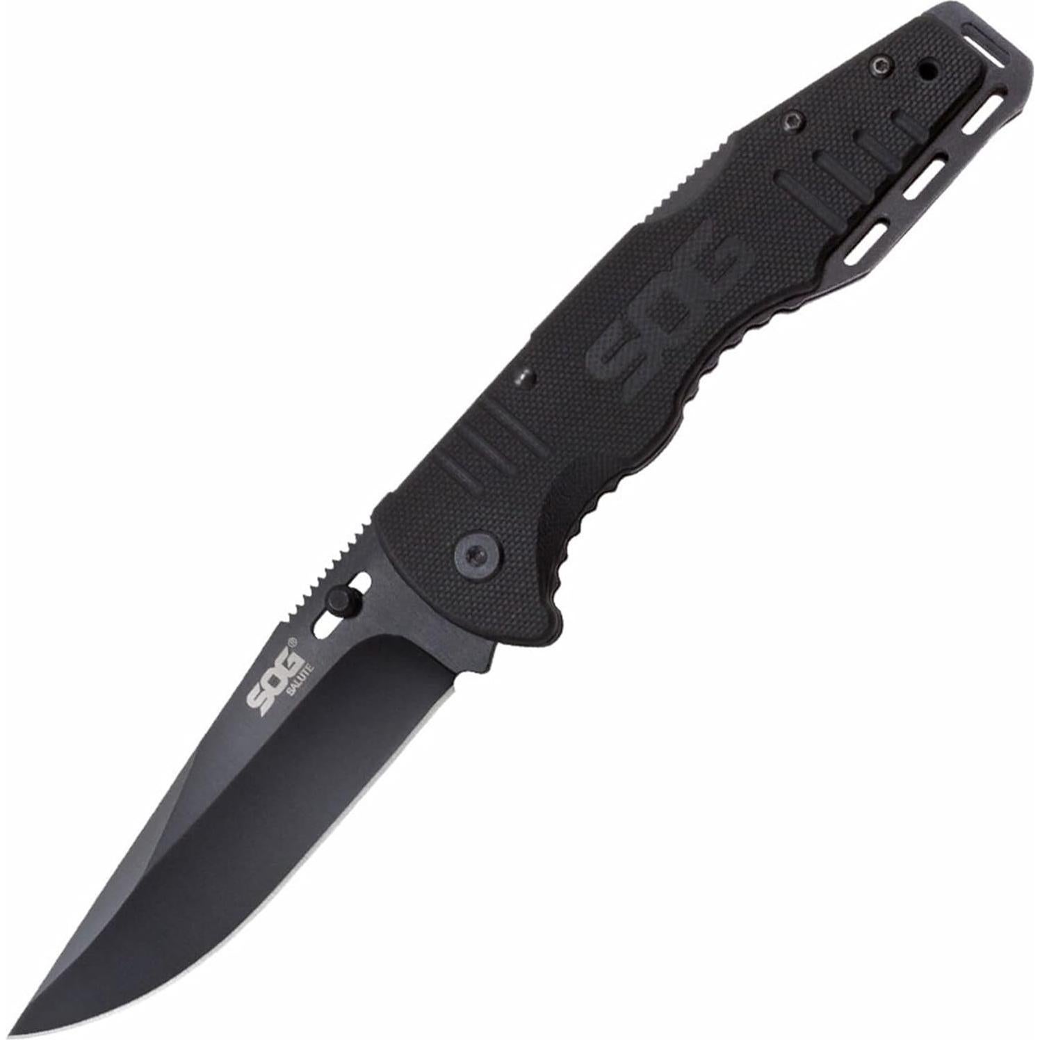 Cuchillo Plegable SOG Salute 9.22 cm Negro Táctico EDC