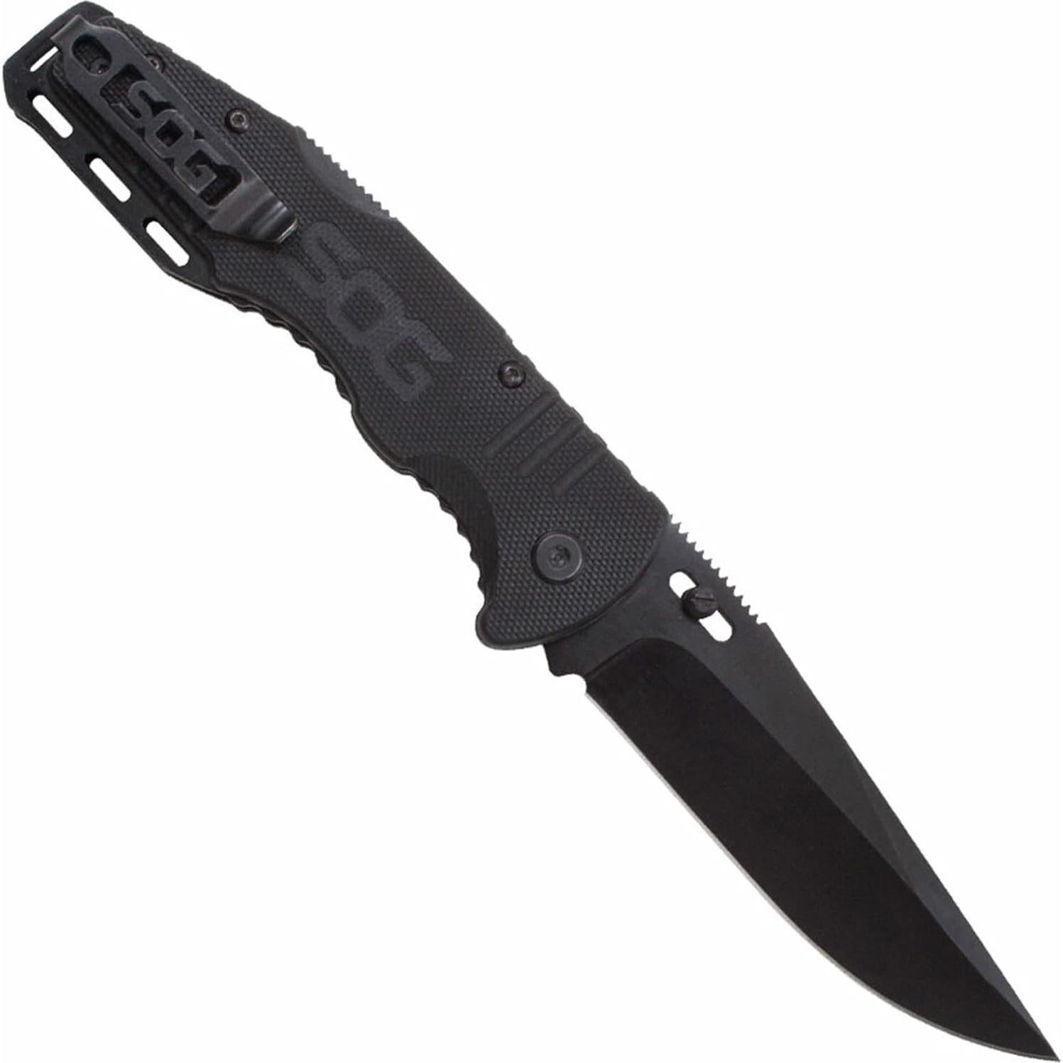 Cuchillo Plegable SOG Salute 9.22 cm Negro Táctico EDC