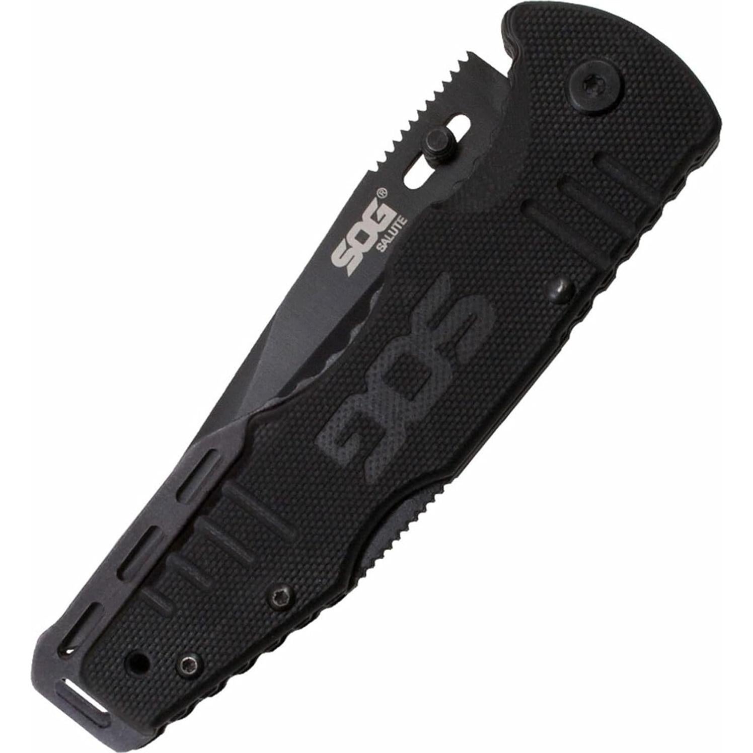 Cuchillo Plegable SOG Salute 9.22 cm Negro Táctico EDC