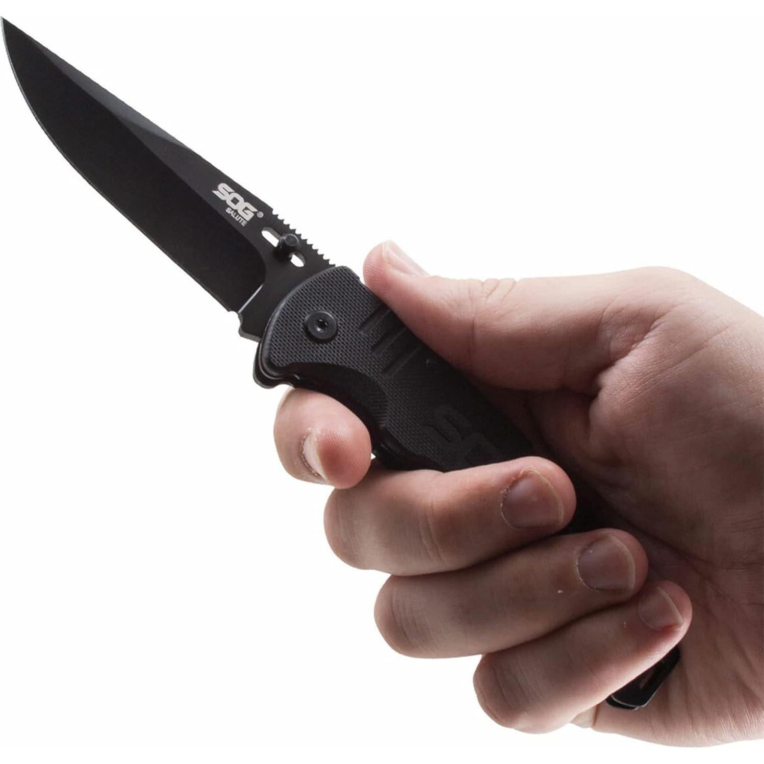 Cuchillo Plegable SOG Salute 9.22 cm Negro Táctico EDC
