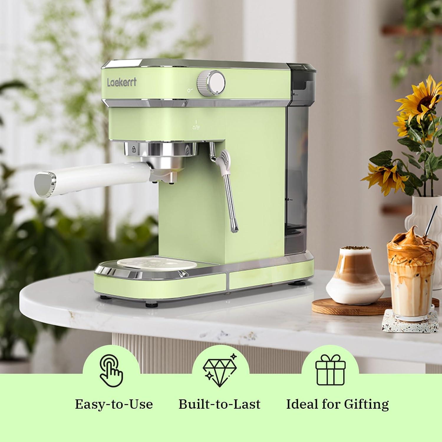 Máquina de Espresso Laekerrt CMEP01 20 Bar Verde con Espumador