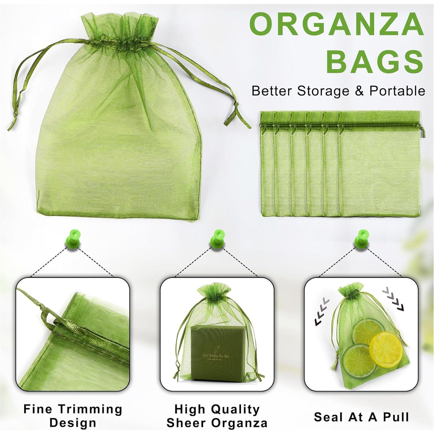 ANZNKU 50 Pack Multicolor Organza Bags 4 x 6 inch, Small Mesh Bag Drawstring, Organza Gift Bag for Wedding Party Favor Jewelry Candy