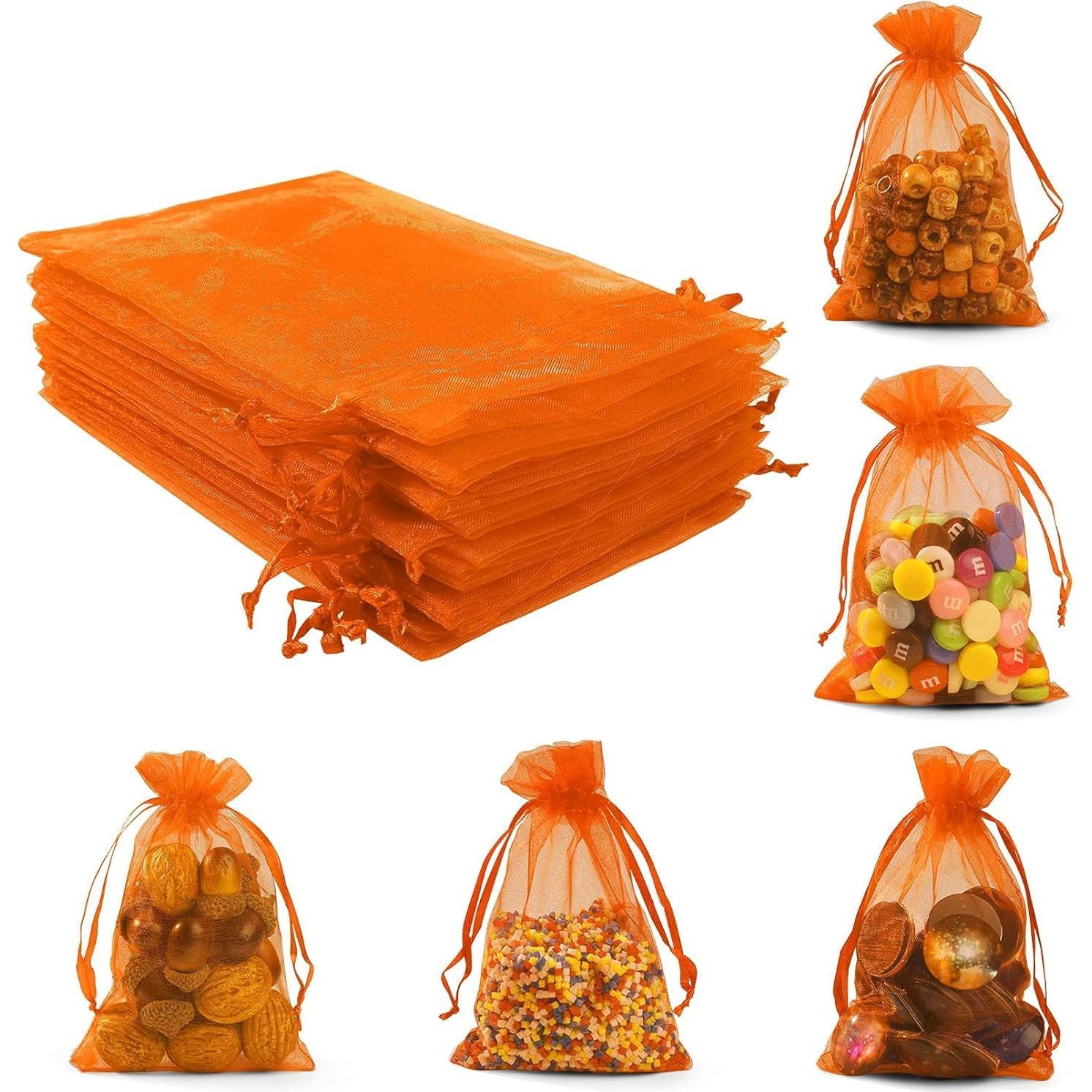 ANZNKU 50 Pack Multicolor Organza Bags 4 x 6 inch, Small Mesh Bag Drawstring, Organza Gift Bag for Wedding Party Favor Jewelry Candy