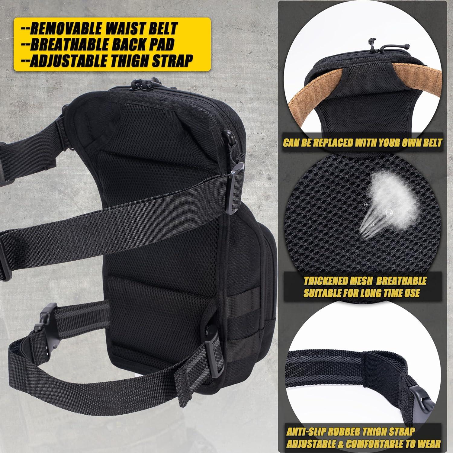 Bolsa Táctica de Pierna CLTAC Negra para Caza y Senderismo