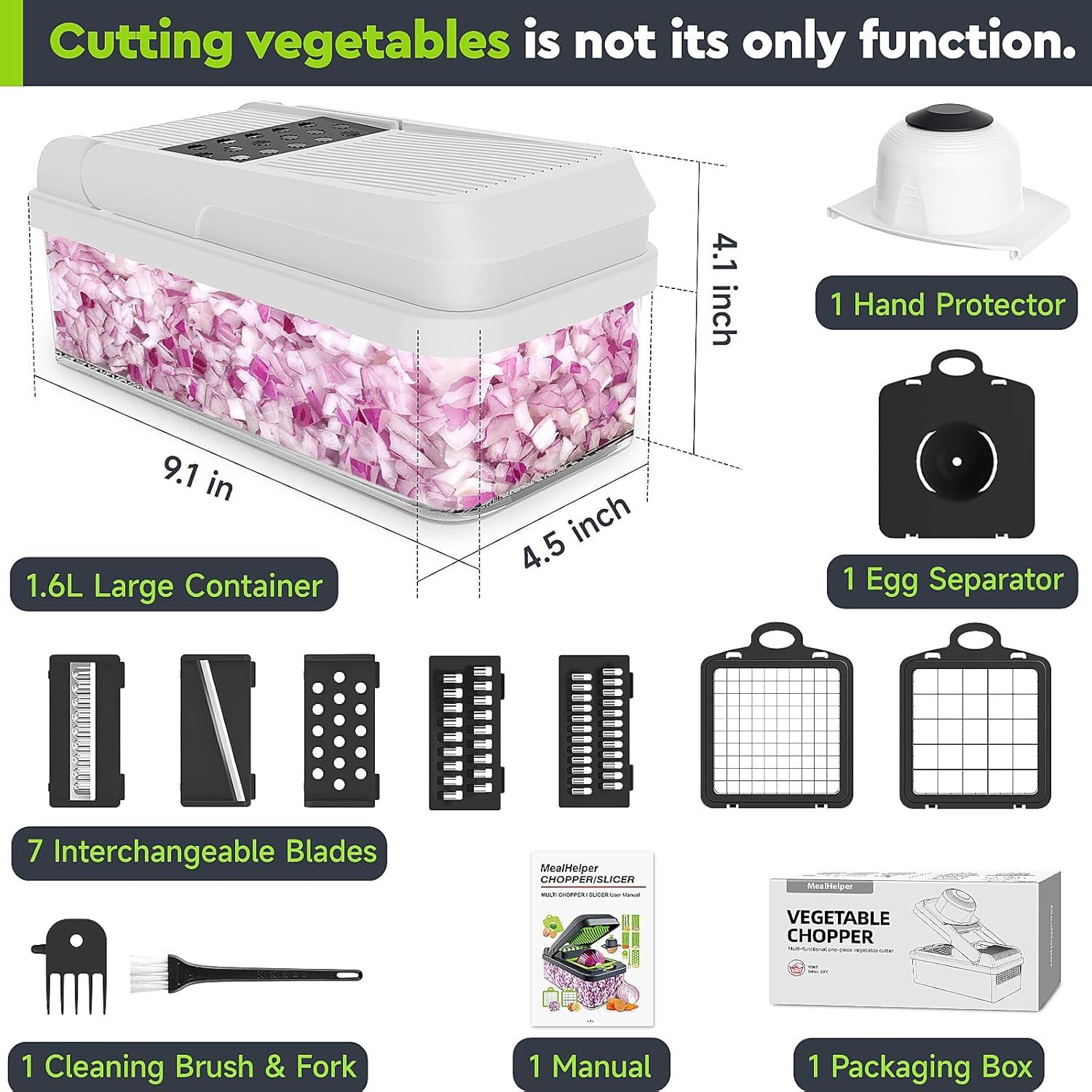 Picador de Verduras 12 en 1 MealHelper con 7 Cuchillas y Contenedor