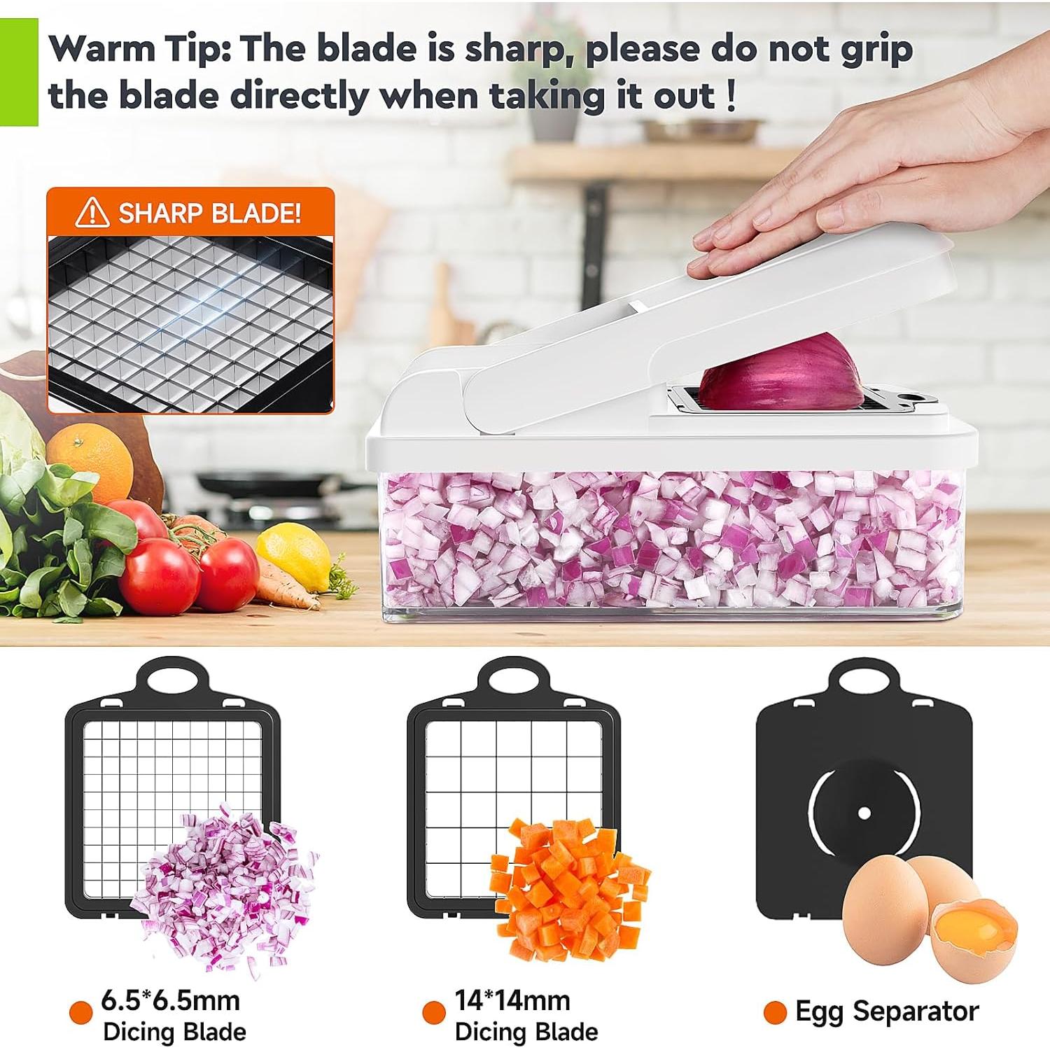 Picador de Verduras 12 en 1 MealHelper con 7 Cuchillas y Contenedor