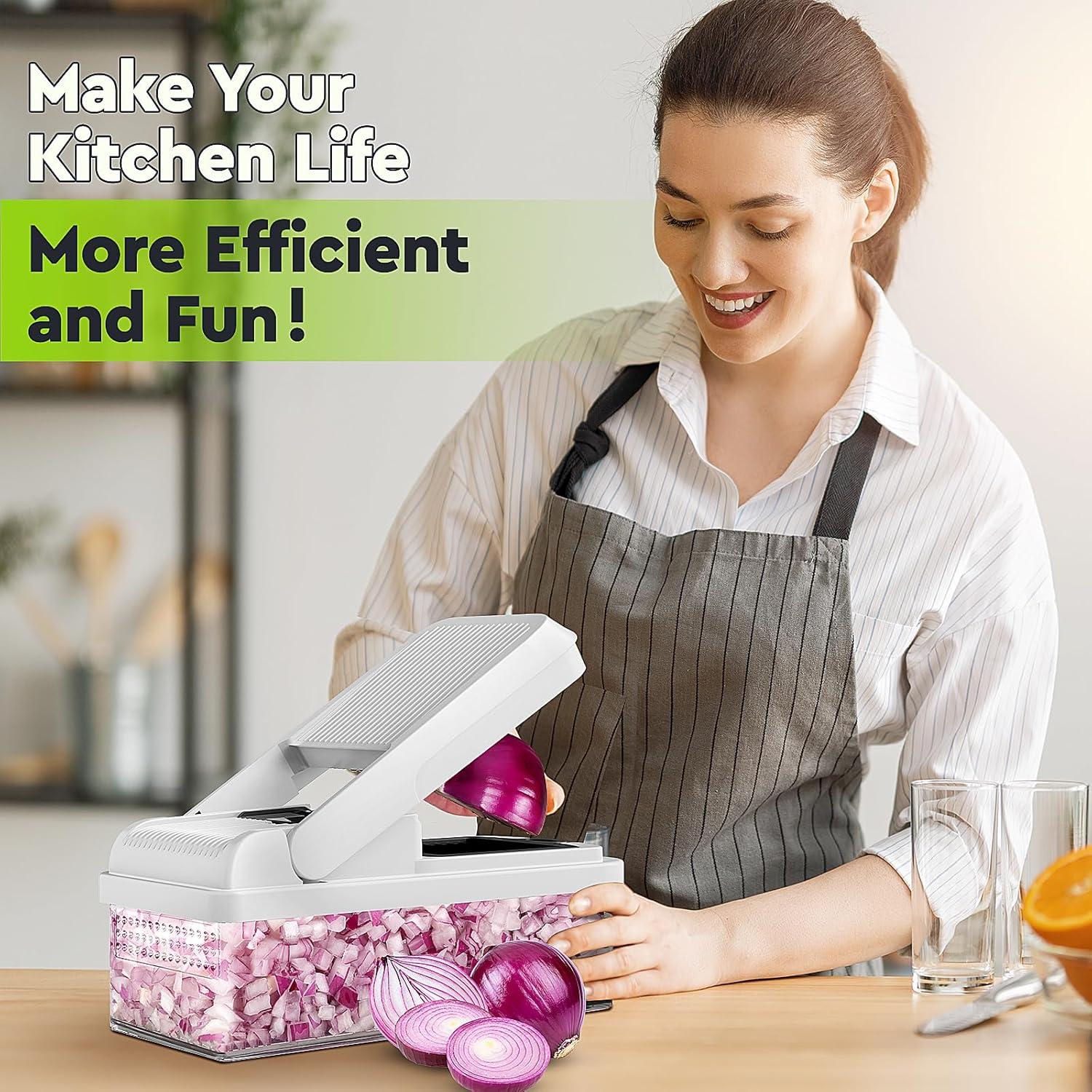 Picador de Verduras 12 en 1 MealHelper con 7 Cuchillas y Contenedor