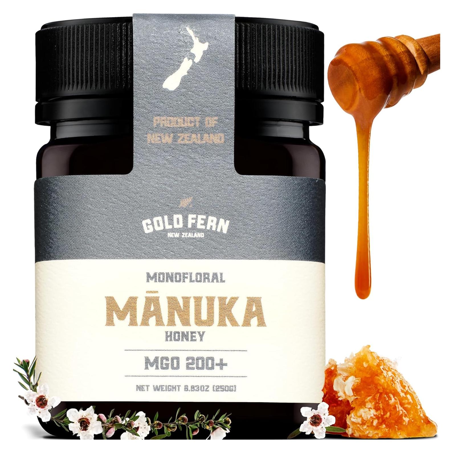 Gold Fern Honey - Raw New Zealand Manuka Honey | 8.8oz MGO 200+ | Pure, Natural, Unpasteurized, and Unfiltered Superfood Honey, Traceable from Hive to Hand.
