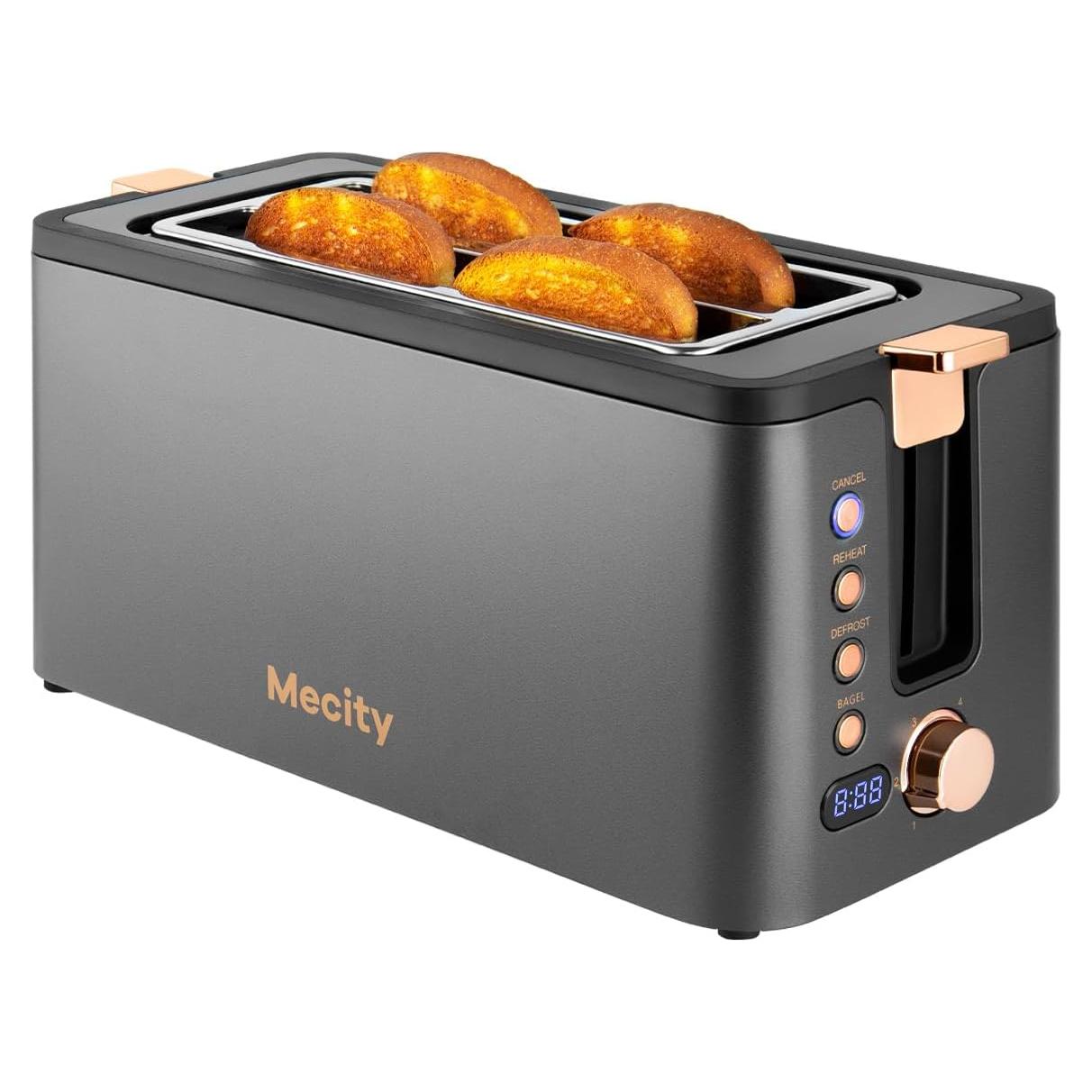 Tostadora Mecity 4 Rebanadas Acero Inoxidable 1300W Gris