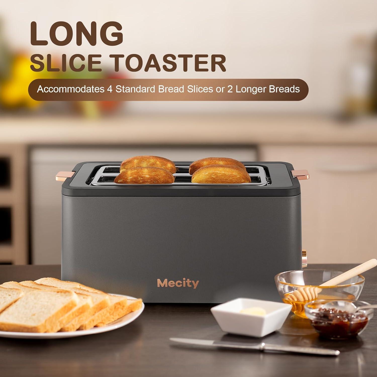 Tostadora Mecity 4 Rebanadas Acero Inoxidable 1300W Gris