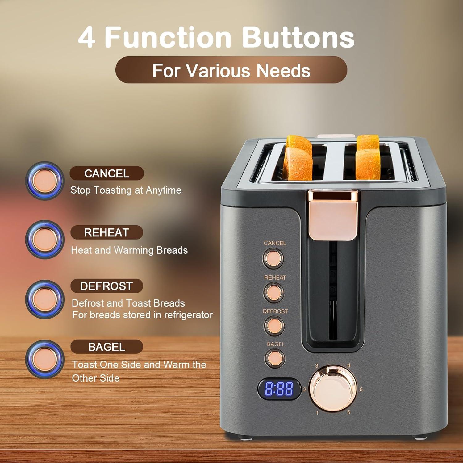 Tostadora Mecity 4 Rebanadas Acero Inoxidable 1300W Gris