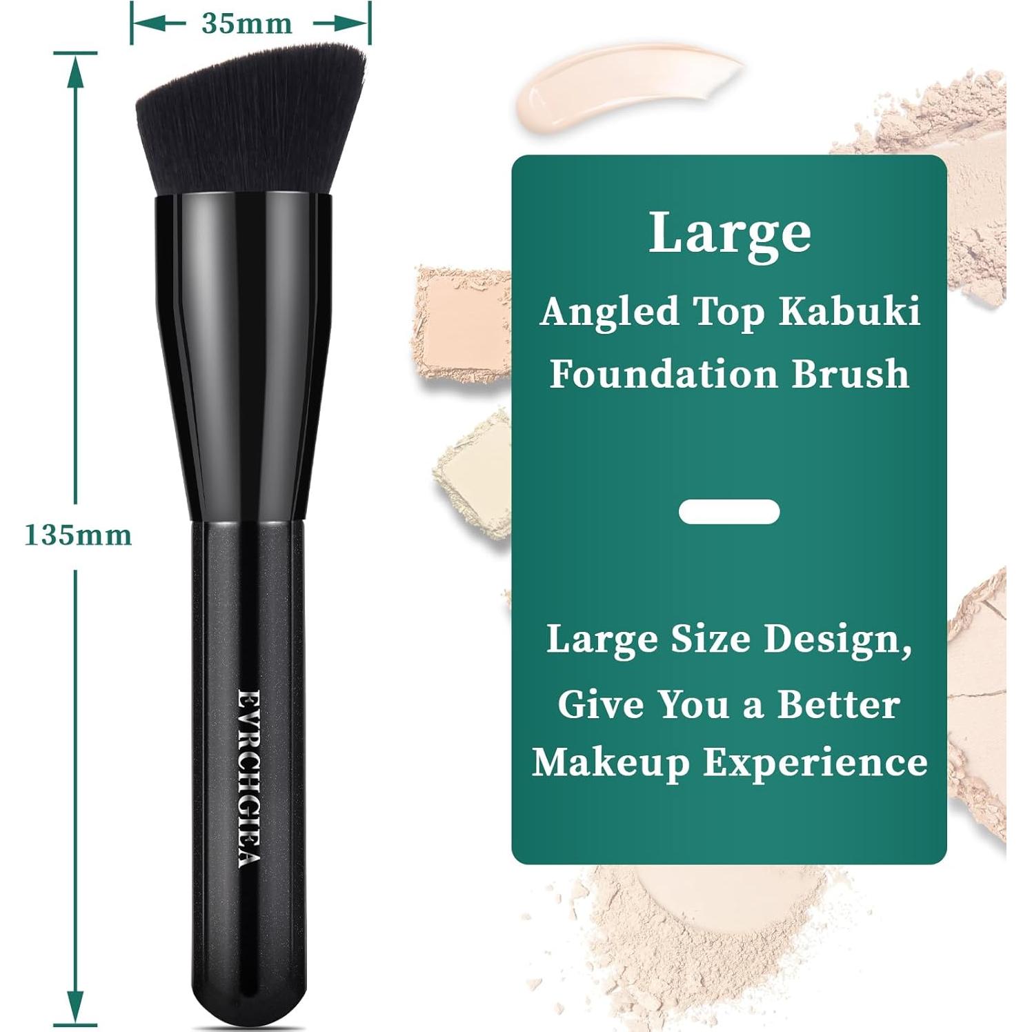 Brocha Kabuki de Base EVRCHGIEA - Tamaño Grande, Negro