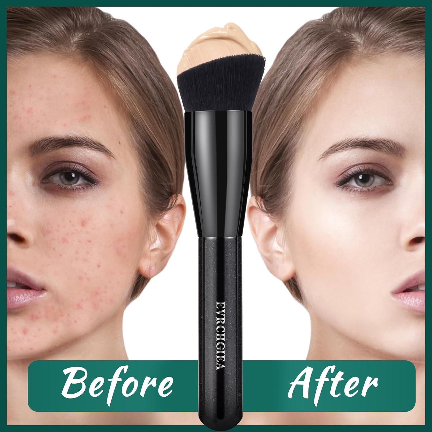 Brocha Kabuki de Base EVRCHGIEA - Tamaño Grande, Negro