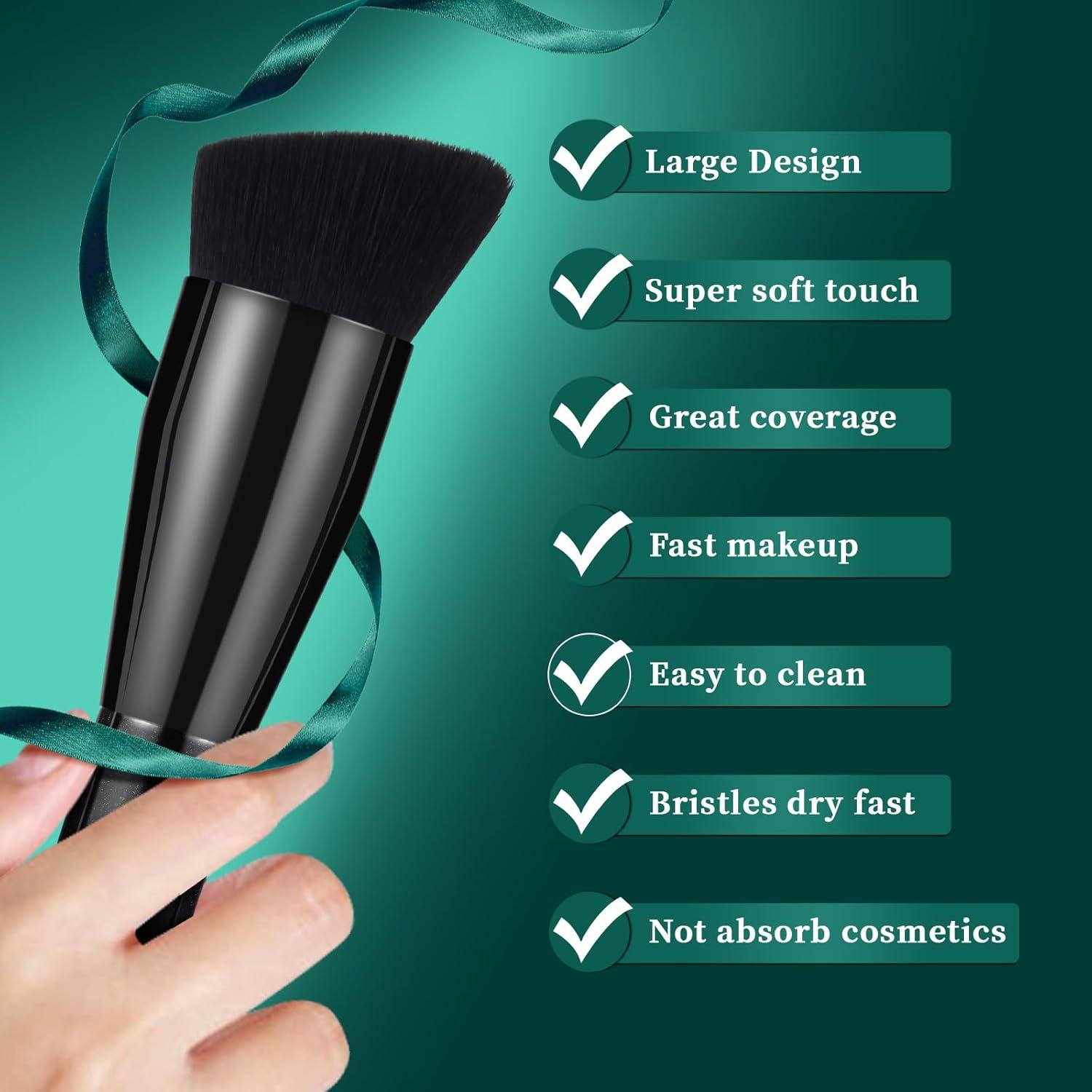 Brocha Kabuki de Base EVRCHGIEA - Tamaño Grande, Negro