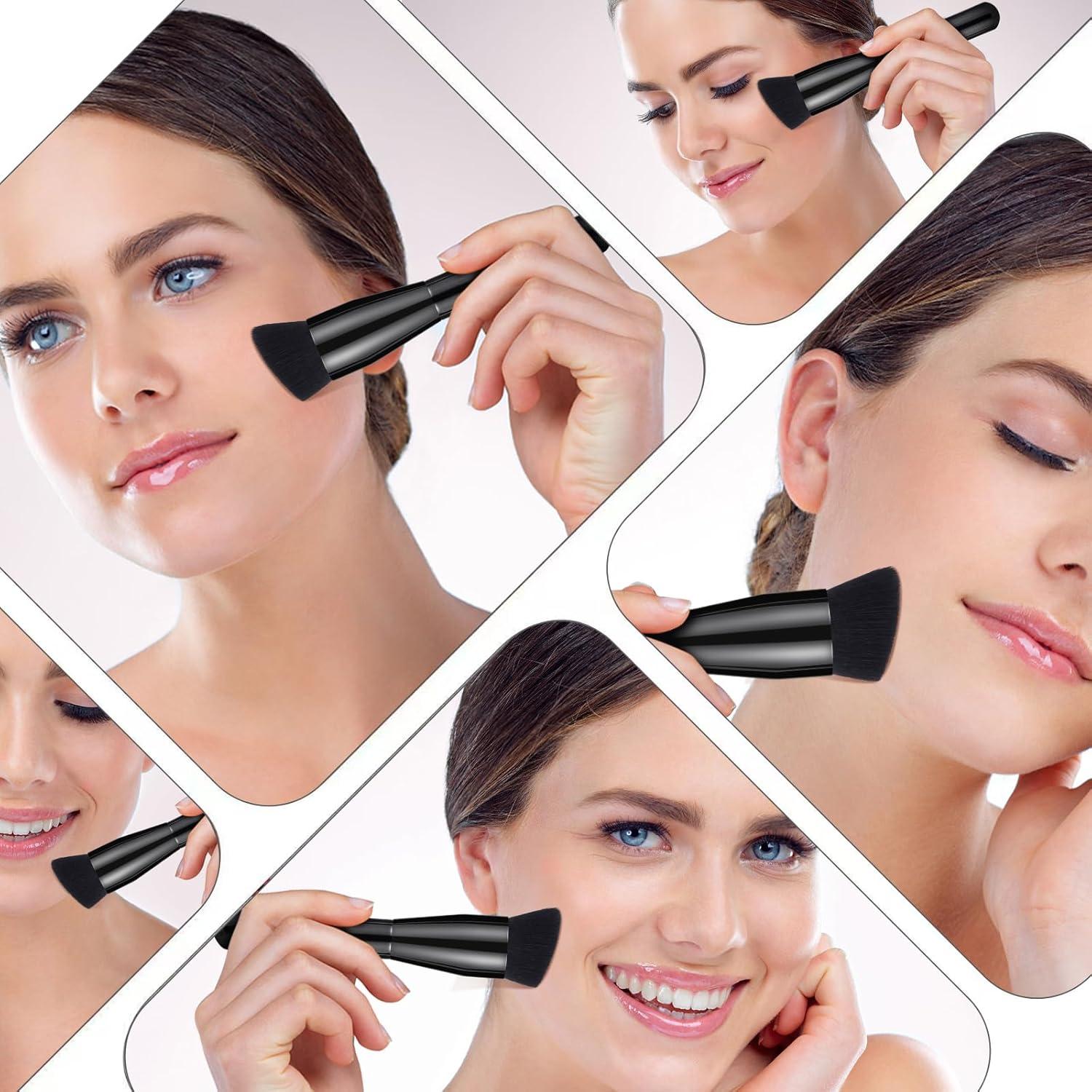 Brocha Kabuki de Base EVRCHGIEA - Tamaño Grande, Negro