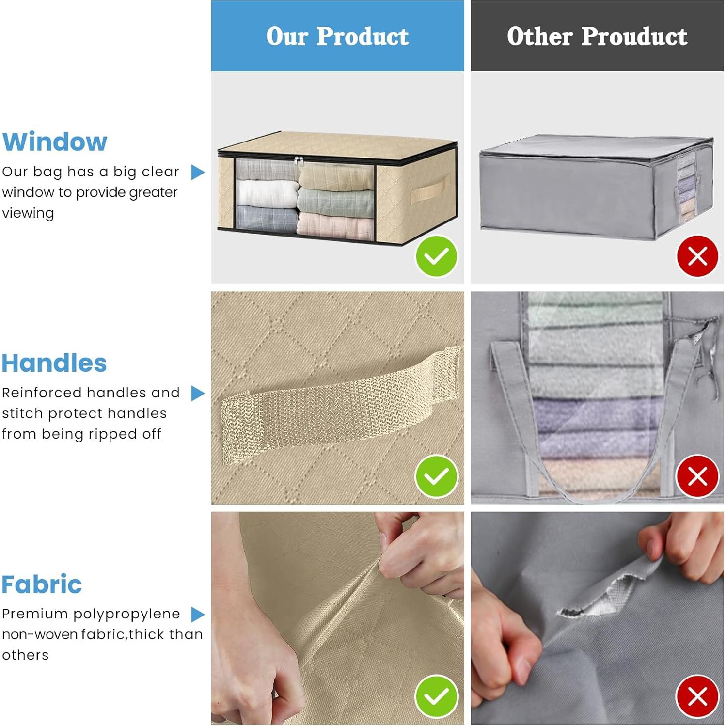 Bolsas de Almacenamiento HomeHacks 3-Pack 35L Beige